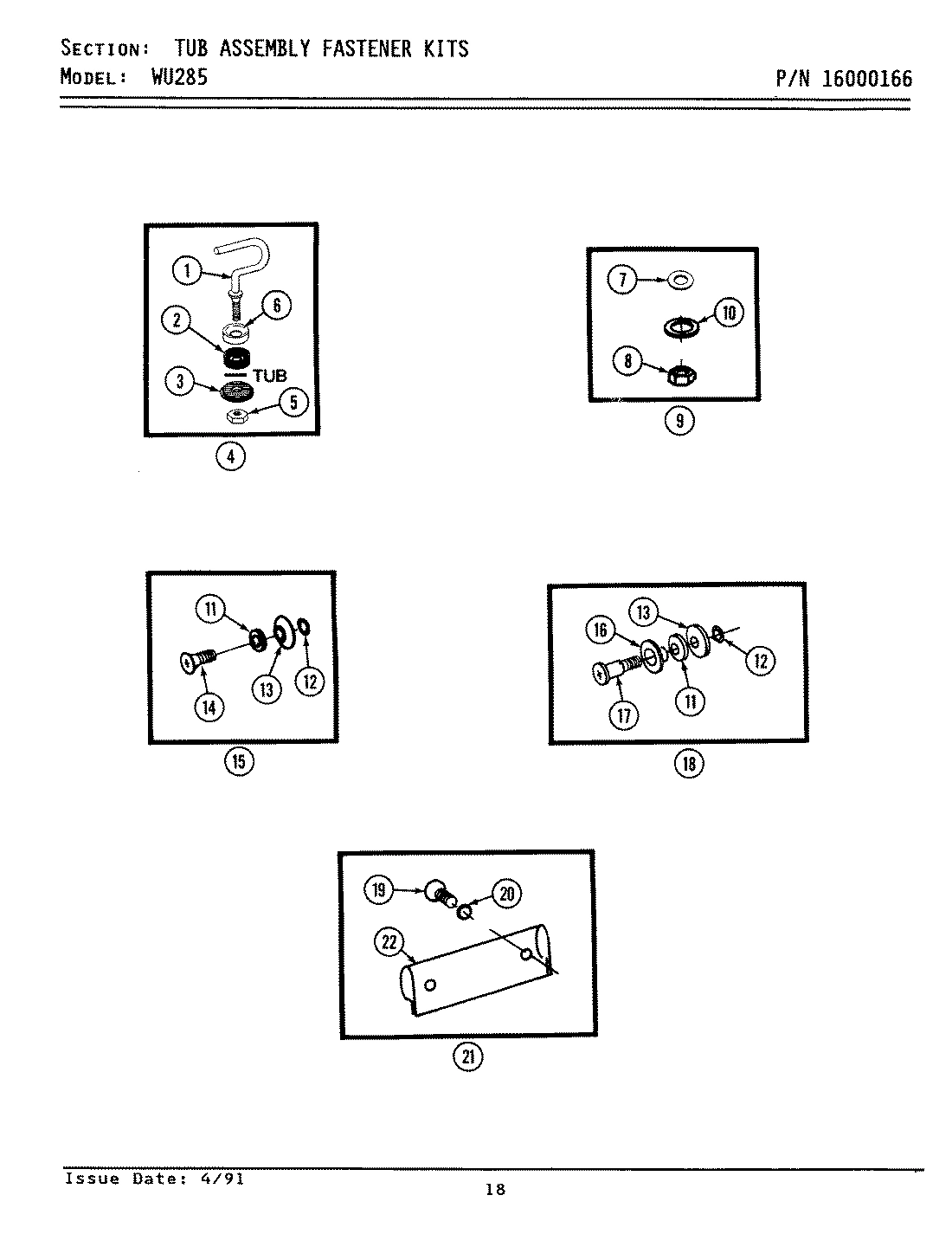 10 - TUB ASSEMBLY FASTENER KITS