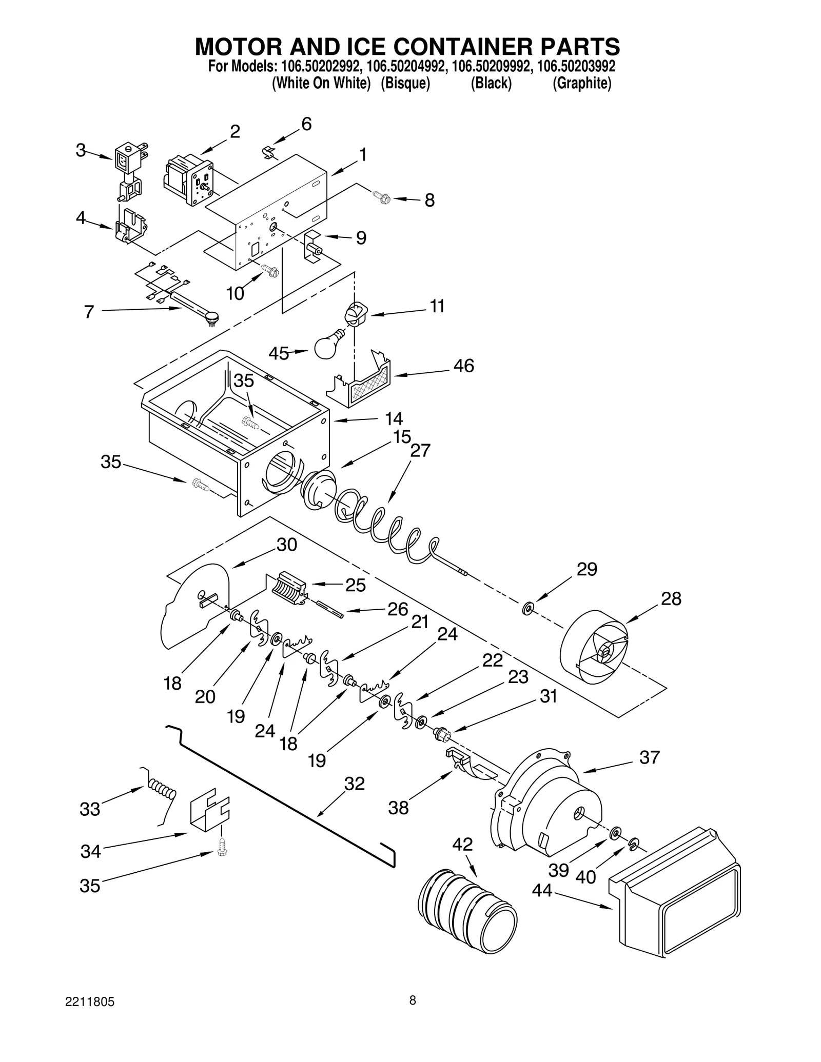 MOTOR AND ICE CONTAINER PARTS