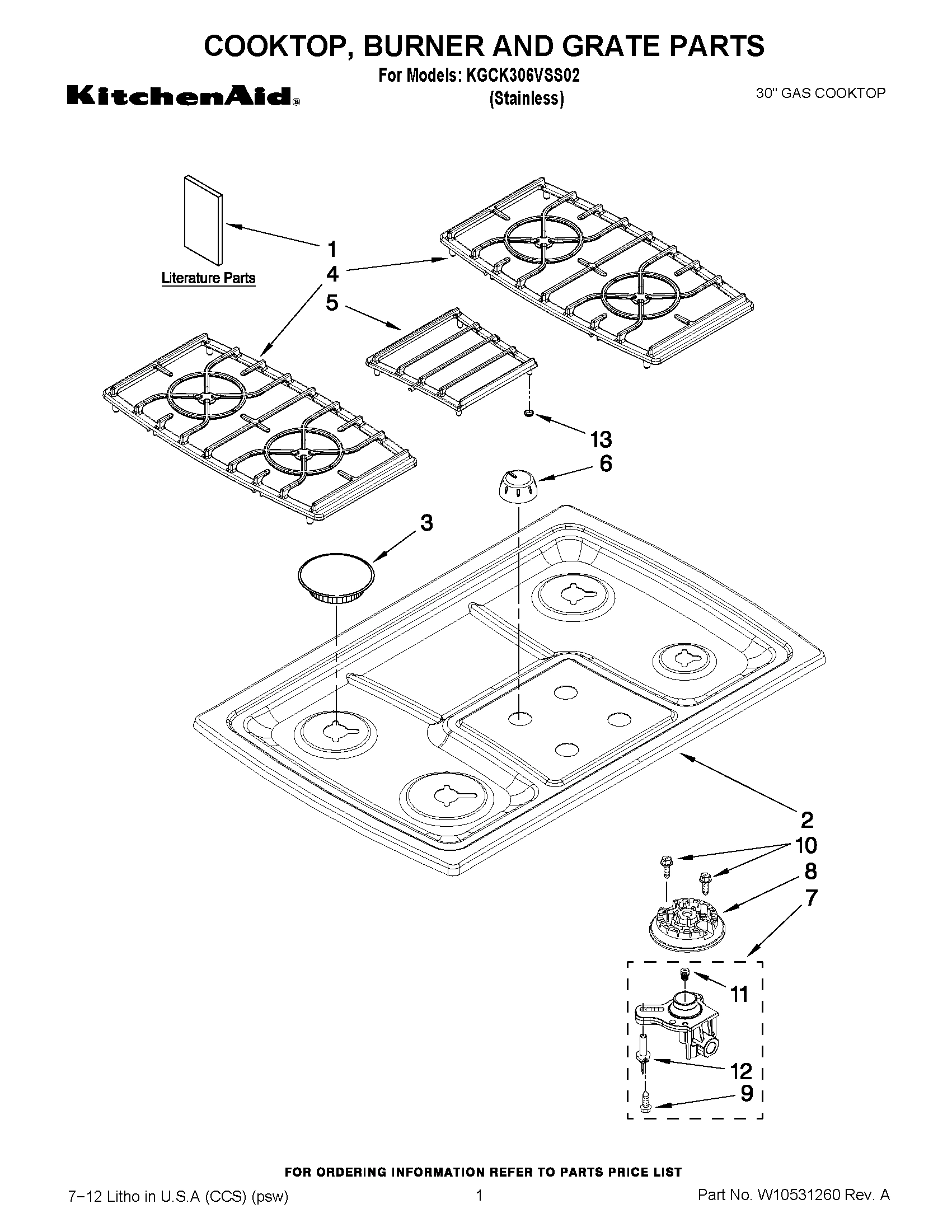 01 - COOKTOP, BURNER AND GRATE PARTS