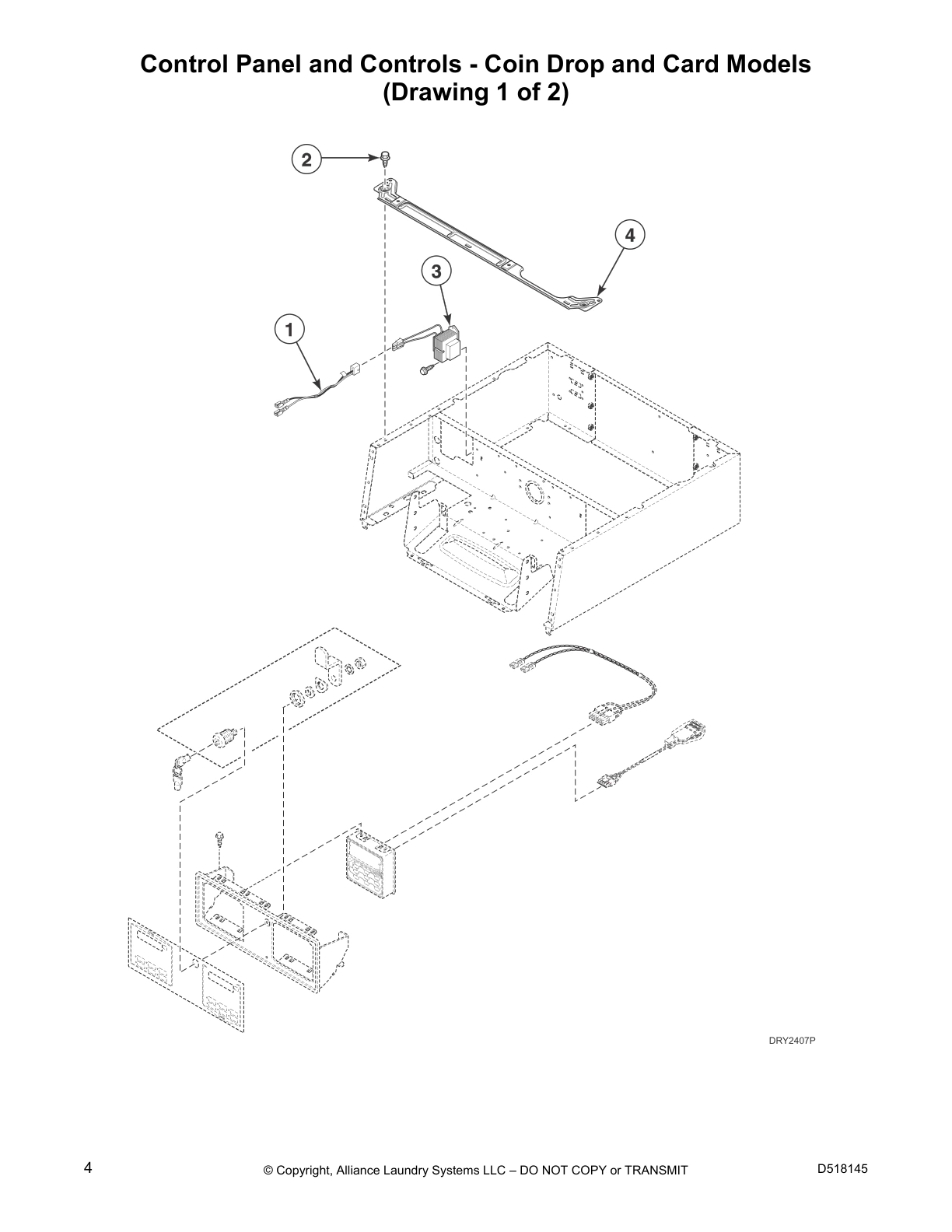 Control Panel and Controls - Coin Drop and Card Models (Drawing 
1 of 2)