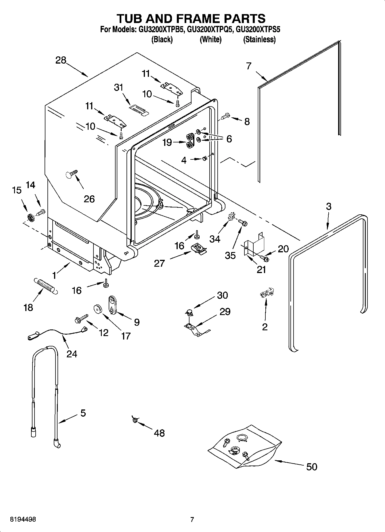 07 - TUB AND FRAME PARTS