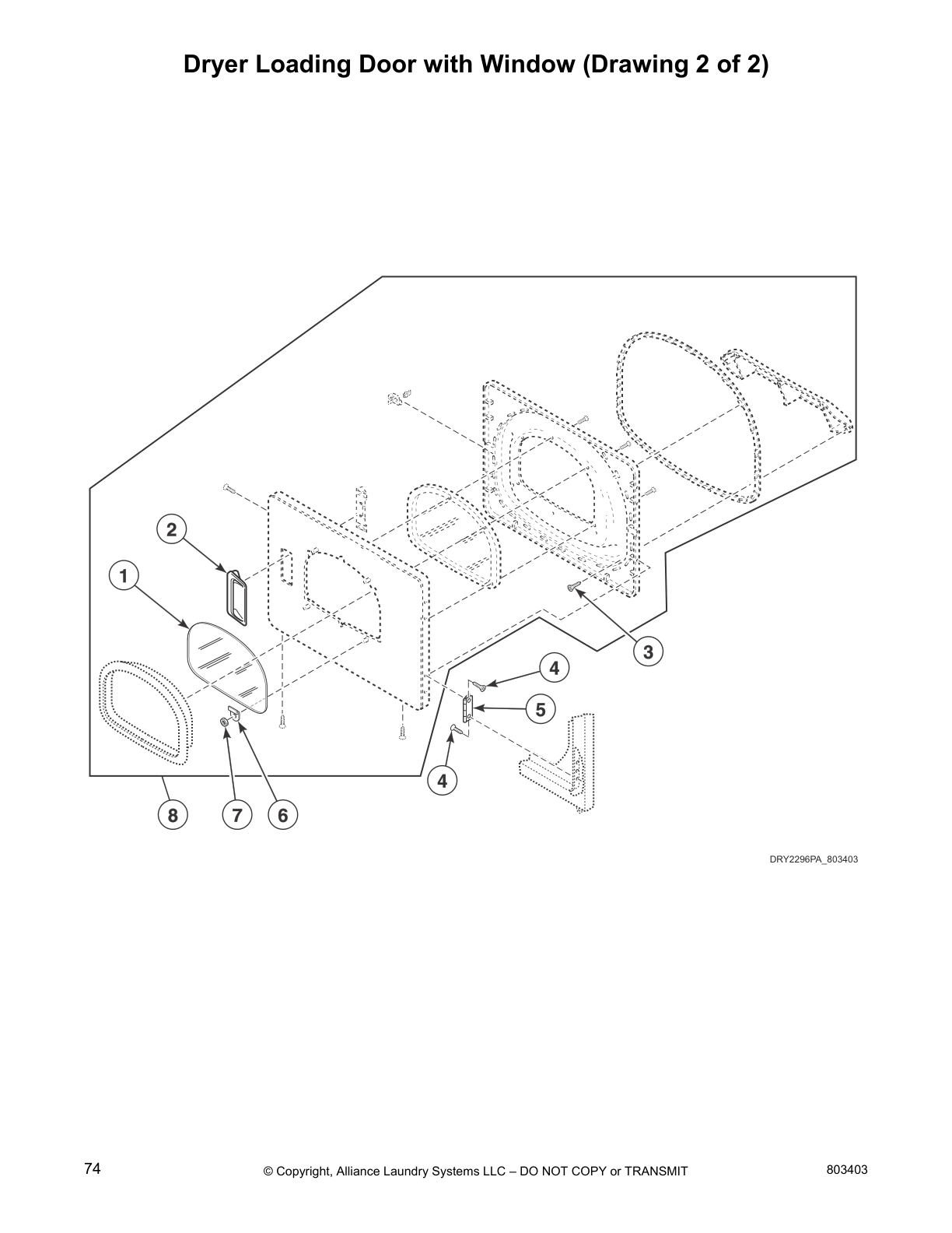 Dryer Loading Door with Window (Drawing 2 of 2)