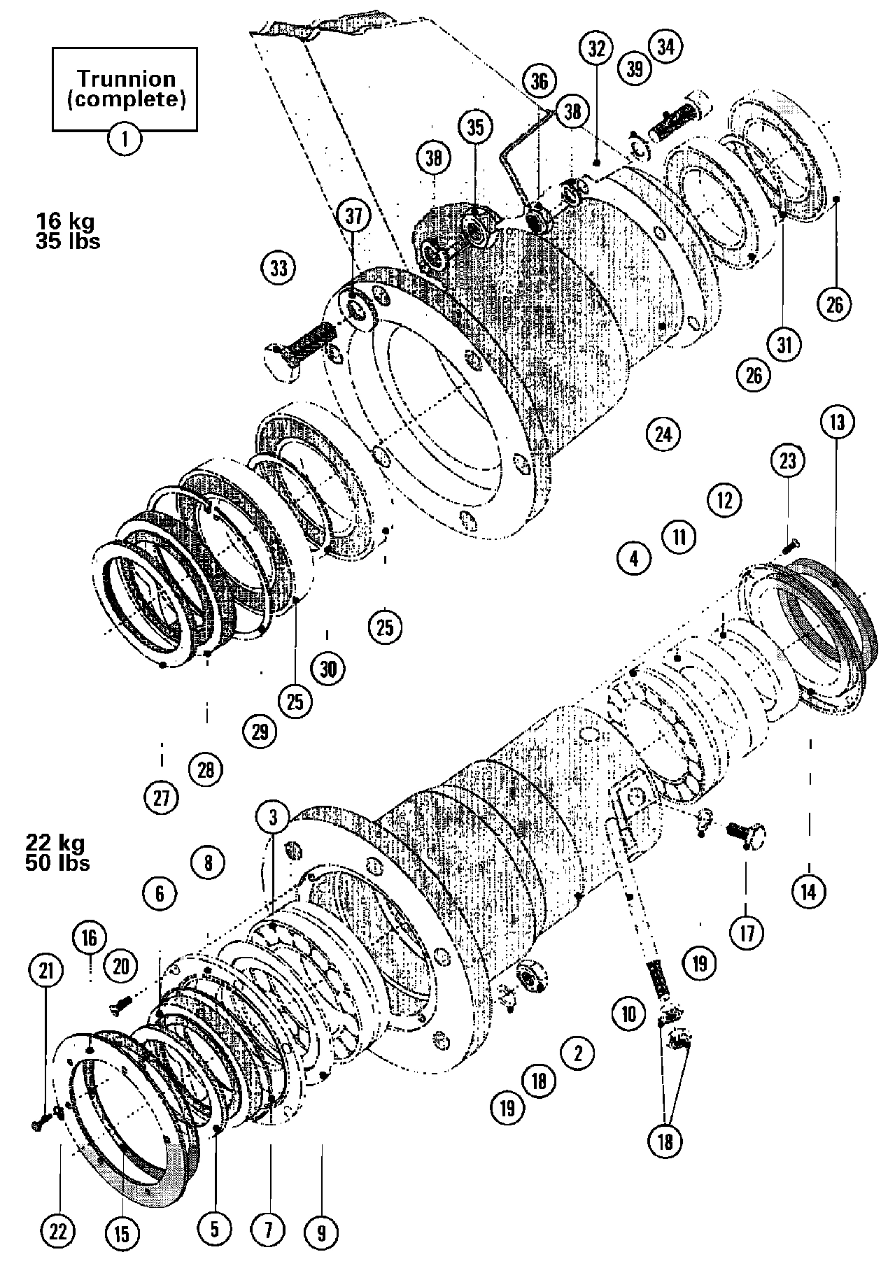 23 - BEARINGS & TRUNNION (SERIES 11)
