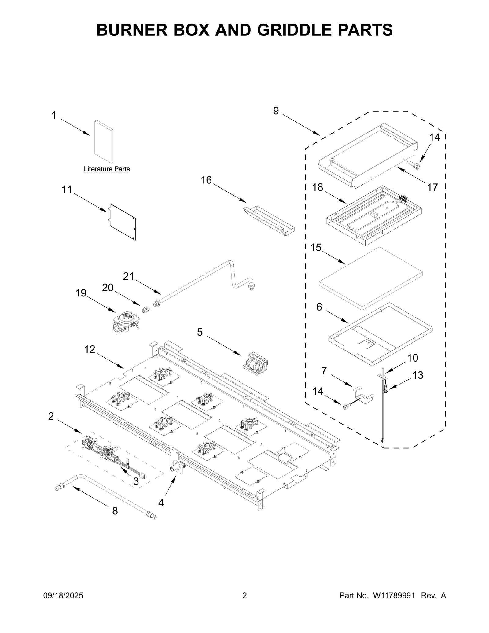 BURNER BOX AND GRIDDLE PARTS