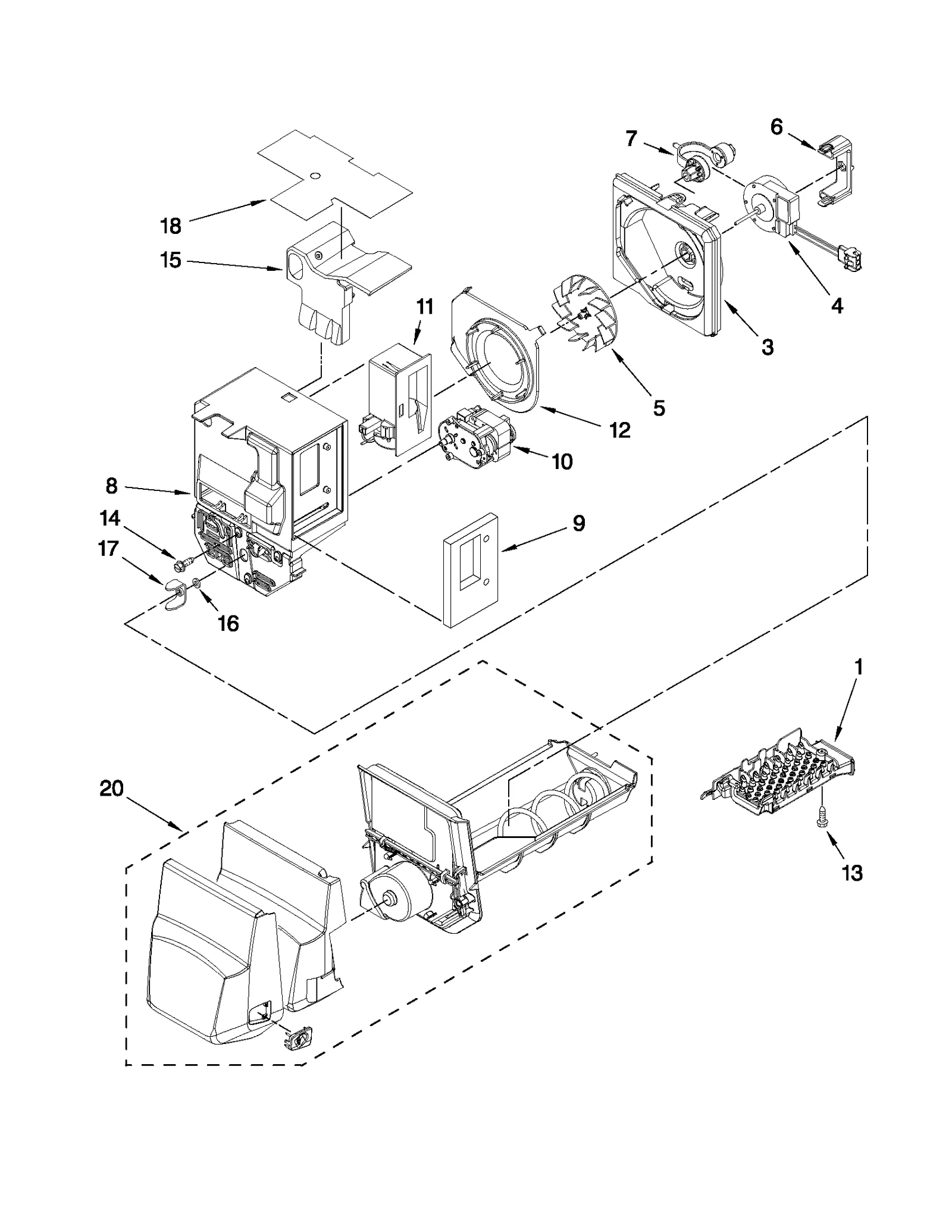 MOTOR AND ICE CONTAINER PARTS