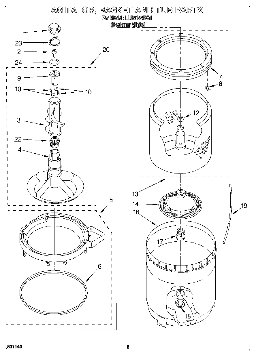 03 - AGITATOR, BASKET AND TUB