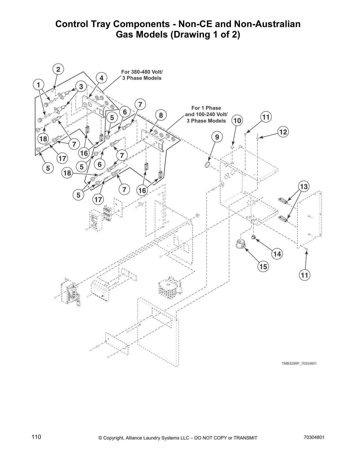 Control Tray Components - Non-CE and Non-Australian
Gas Models (Drawing 1 of 2)