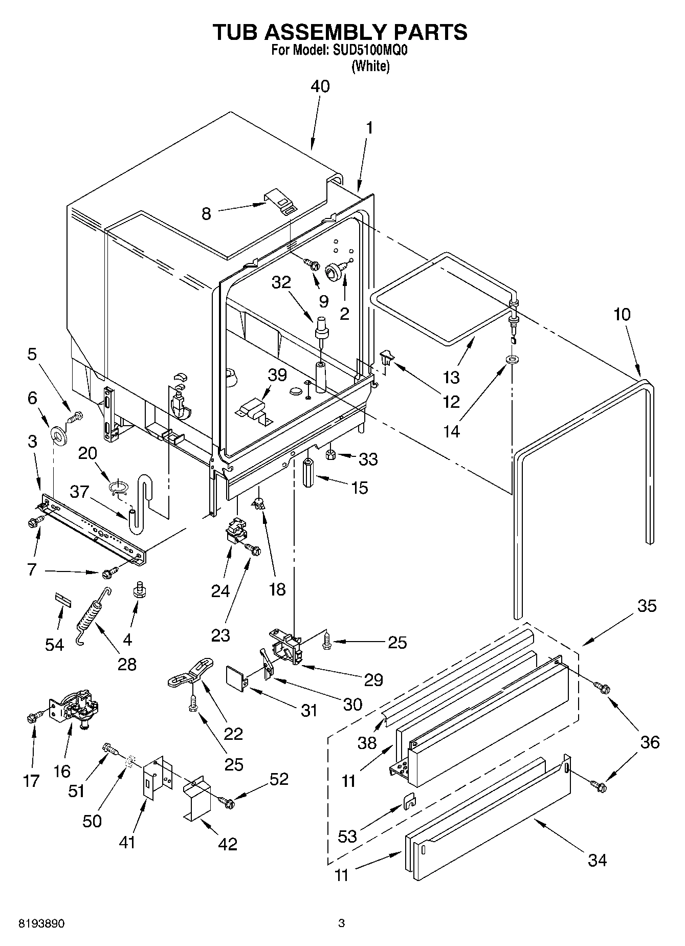 03 - TUB ASSEMBLY PARTS
