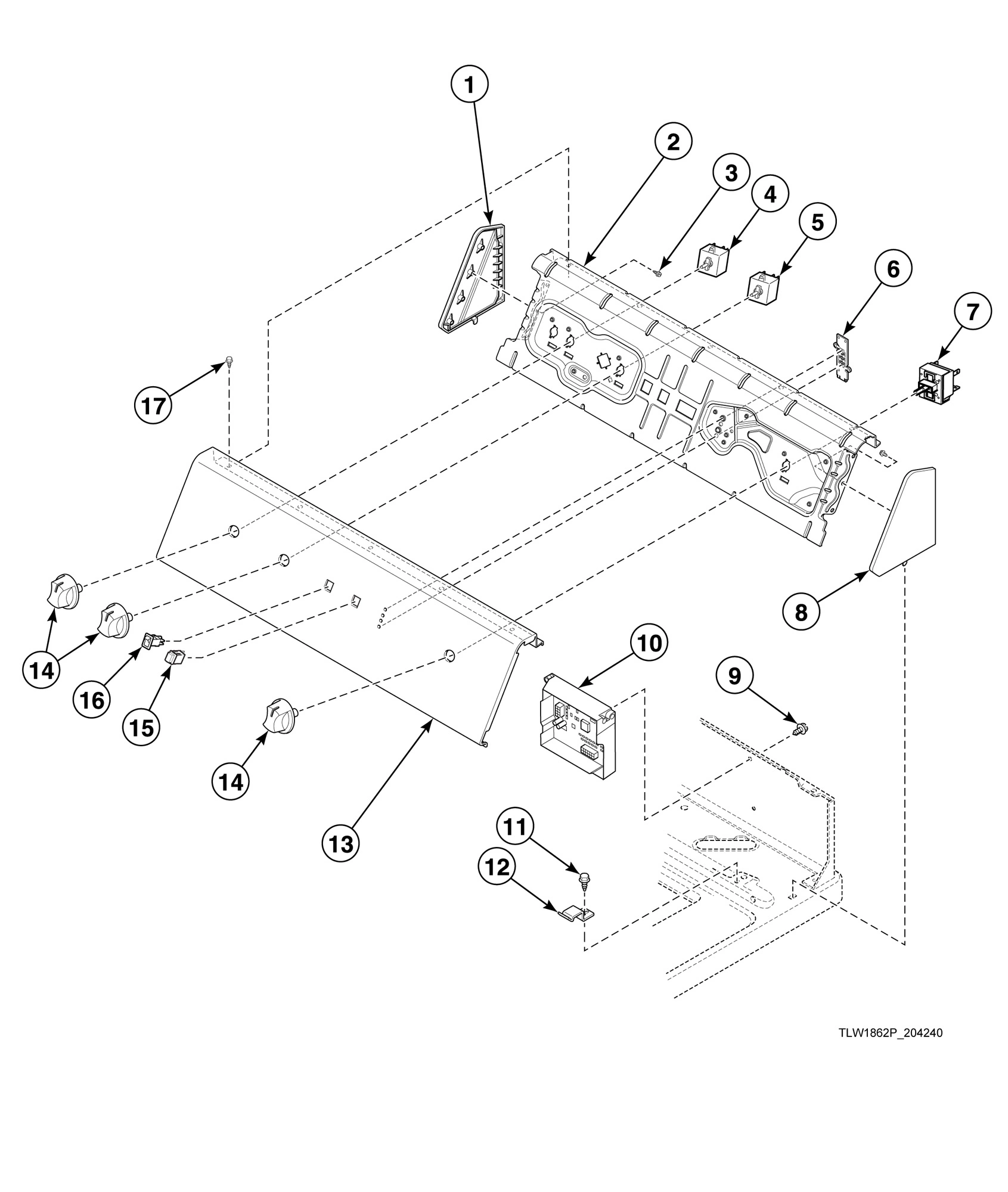 Graphic Panel, Control Support Panel and Controls Through Serial Nos. Beginning 1809