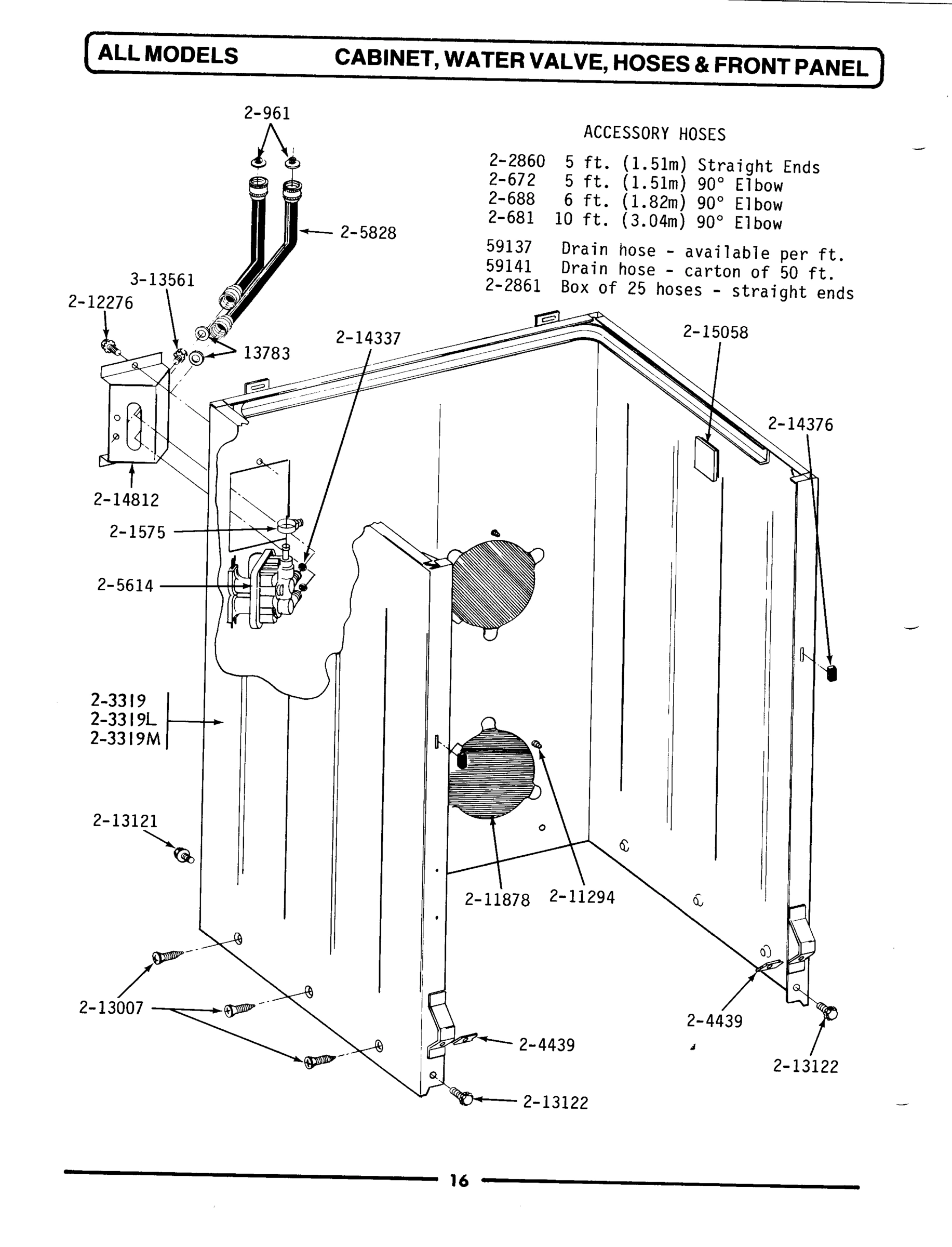 02 - CABINET, WATER VALVE, HOSES & FRNT PANEL