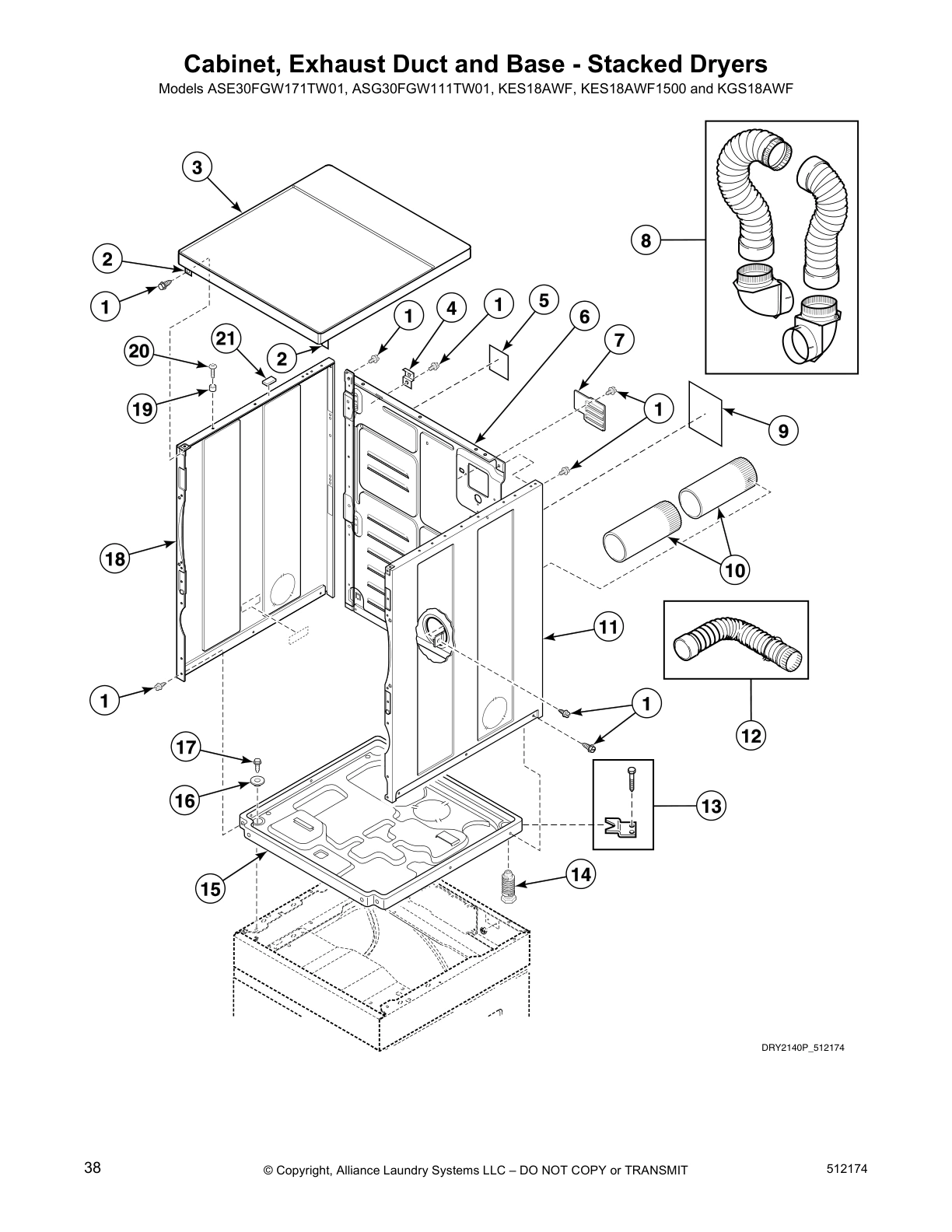 Cabinet, Exhaust Duct and Base - Stacked Dryers