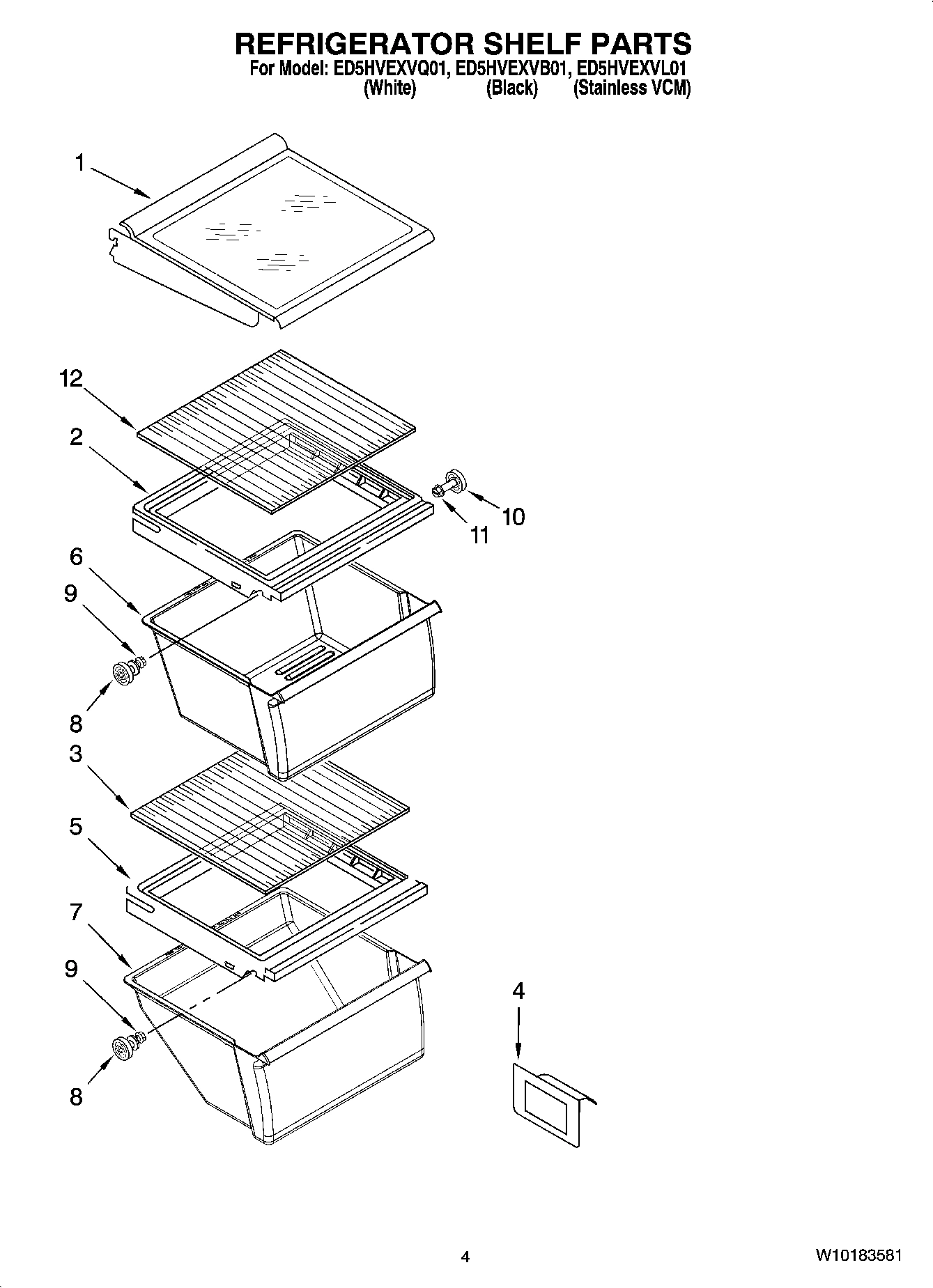 03 - REFRIGERATOR SHELF PARTS
