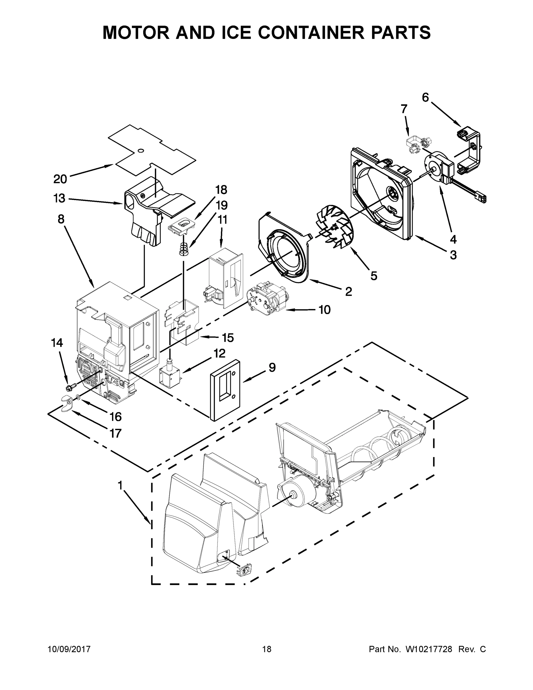 10 - MOTOR AND ICE CONTAINER PARTS