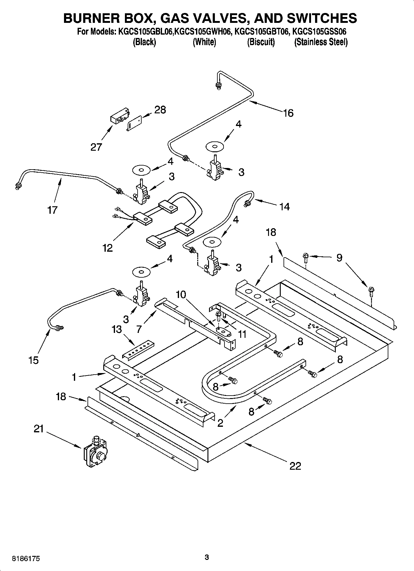 02 - BURNER BOX, GAS VALVES, SWITCHES, AND PARTS NOT ILLUSTRATED