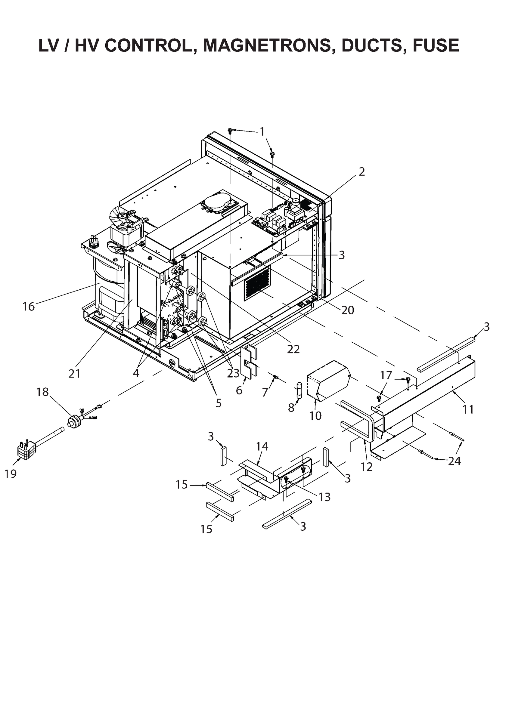 LV/HV CONTROL, MAGNETRONS, DUCTS, FUSE