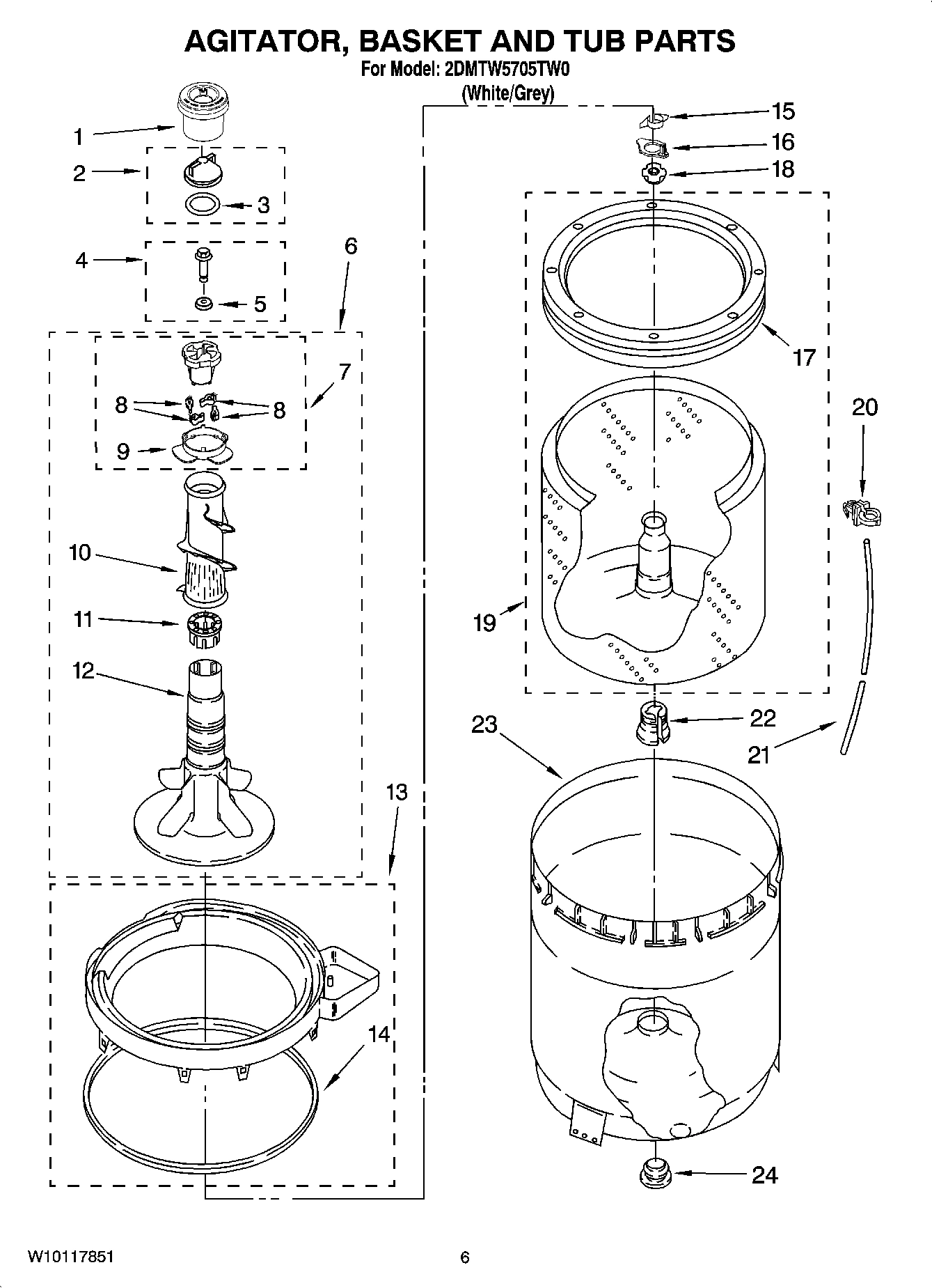 03 - AGITATOR, BASKET AND TUB PARTS