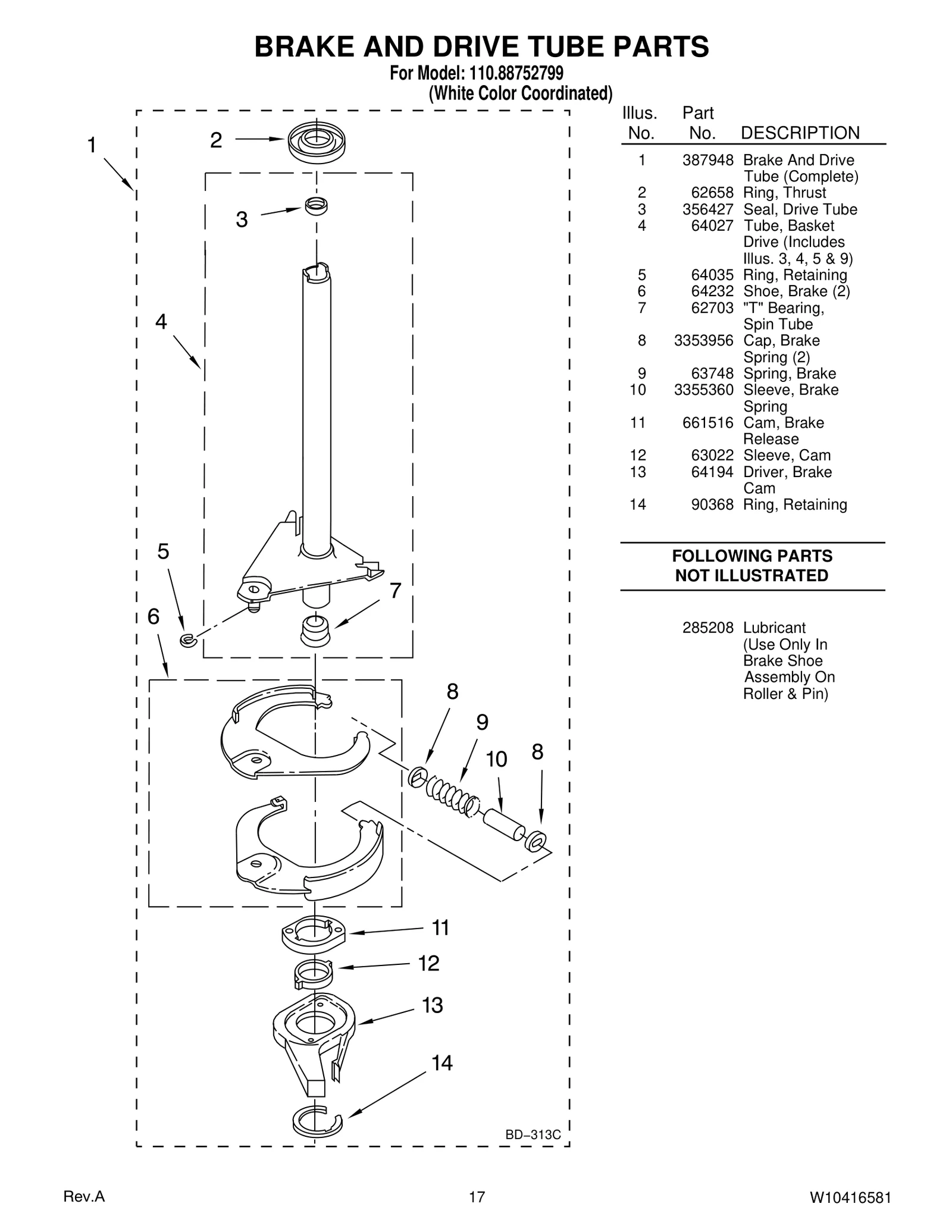 BRAKE AND DRIVE TUBE PARTS