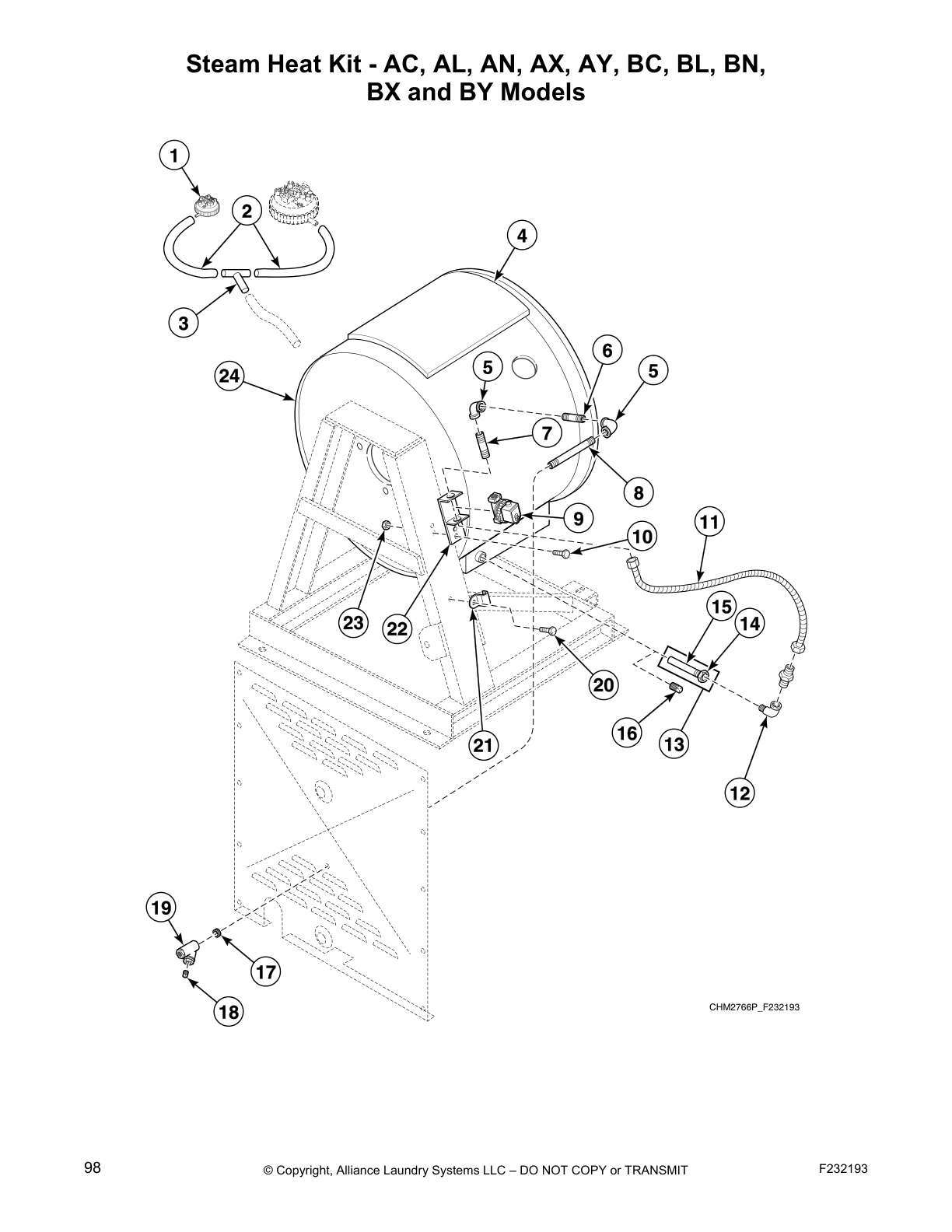 Steam Heat Kit - AC, AL, AN, AX, AY, BC, BL, BN,
BX and BY Models