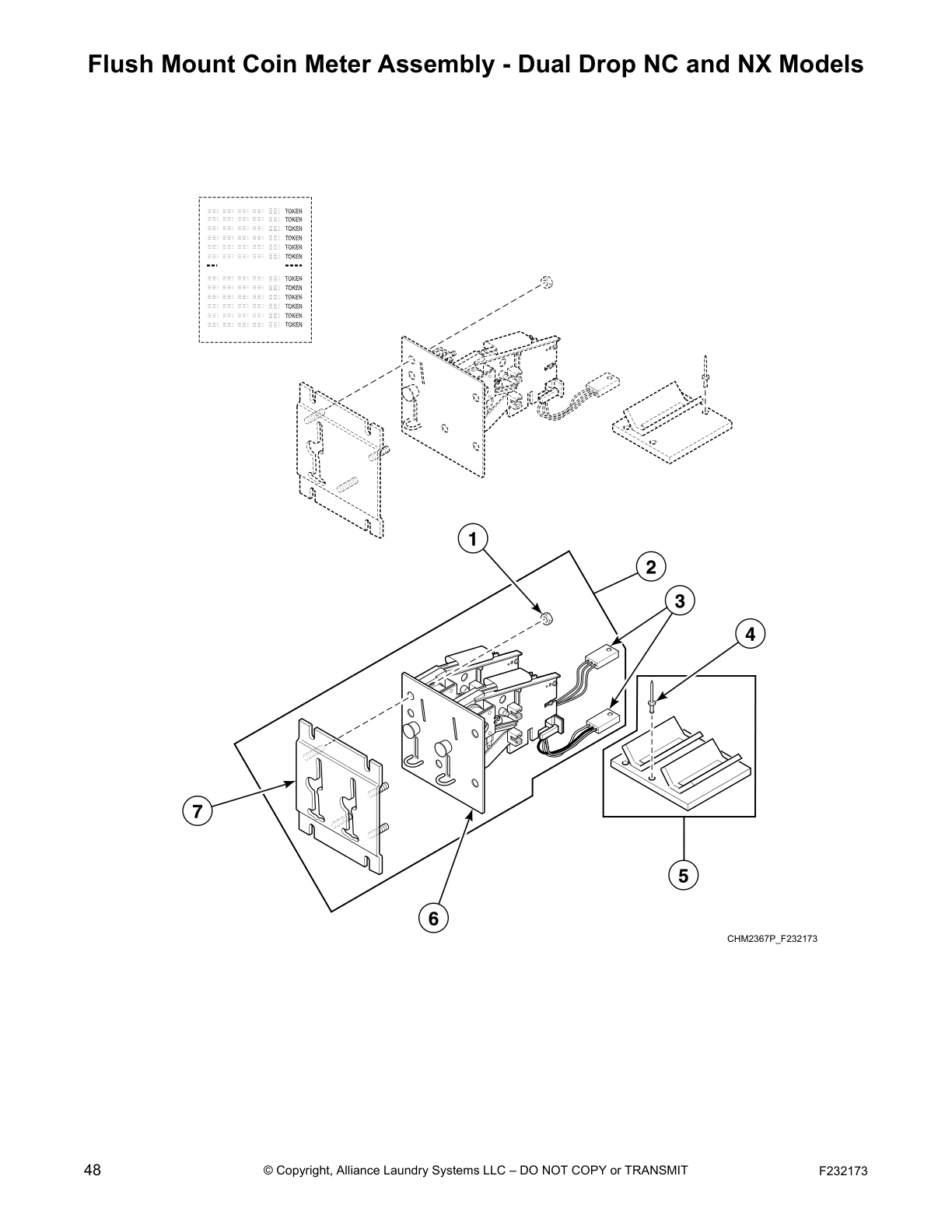 Flush Mount Coin Meter Assembly - Dual Drop NC and NX Models