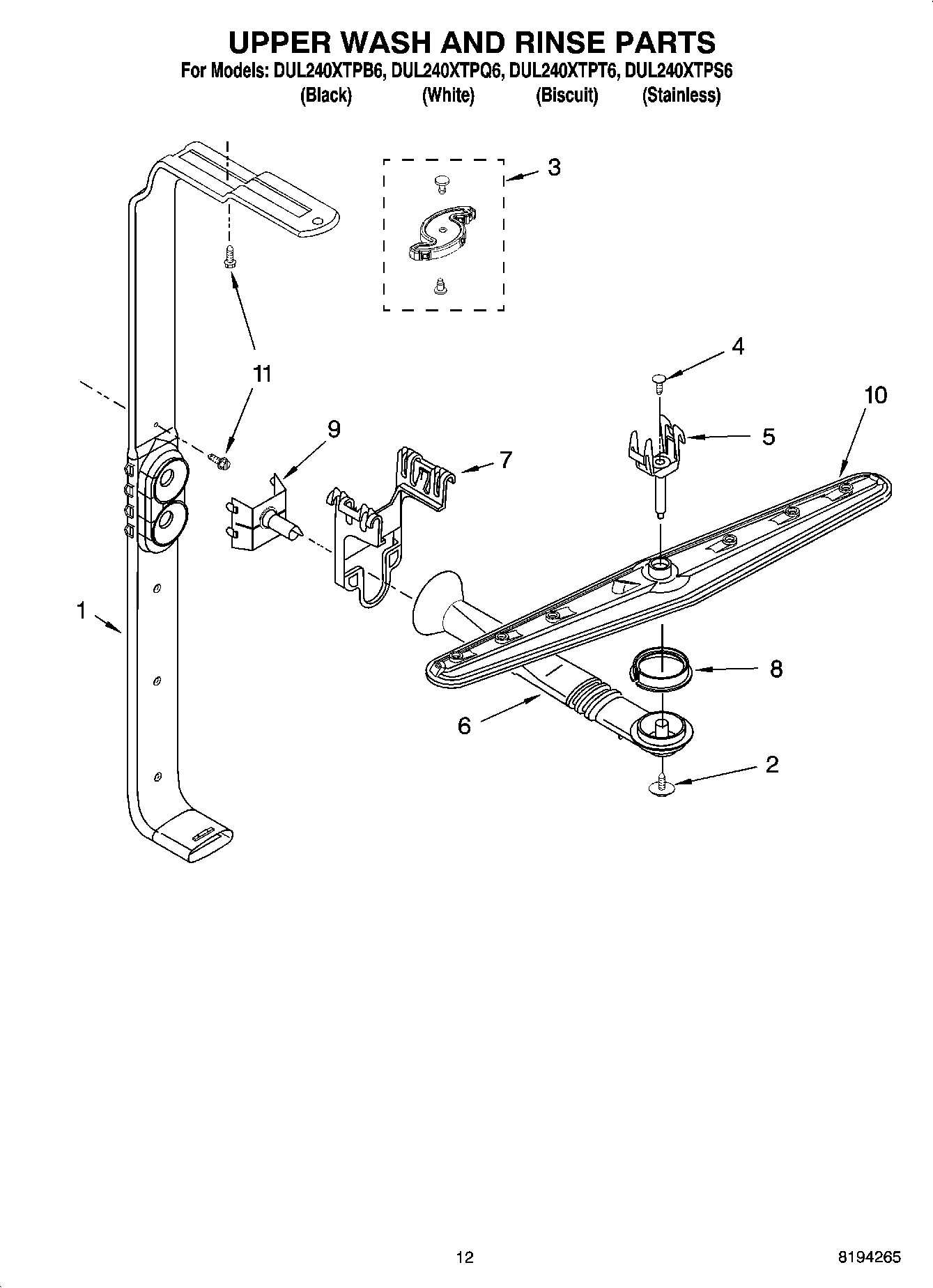 10 - UPPER WASH AND RINSE PARTS