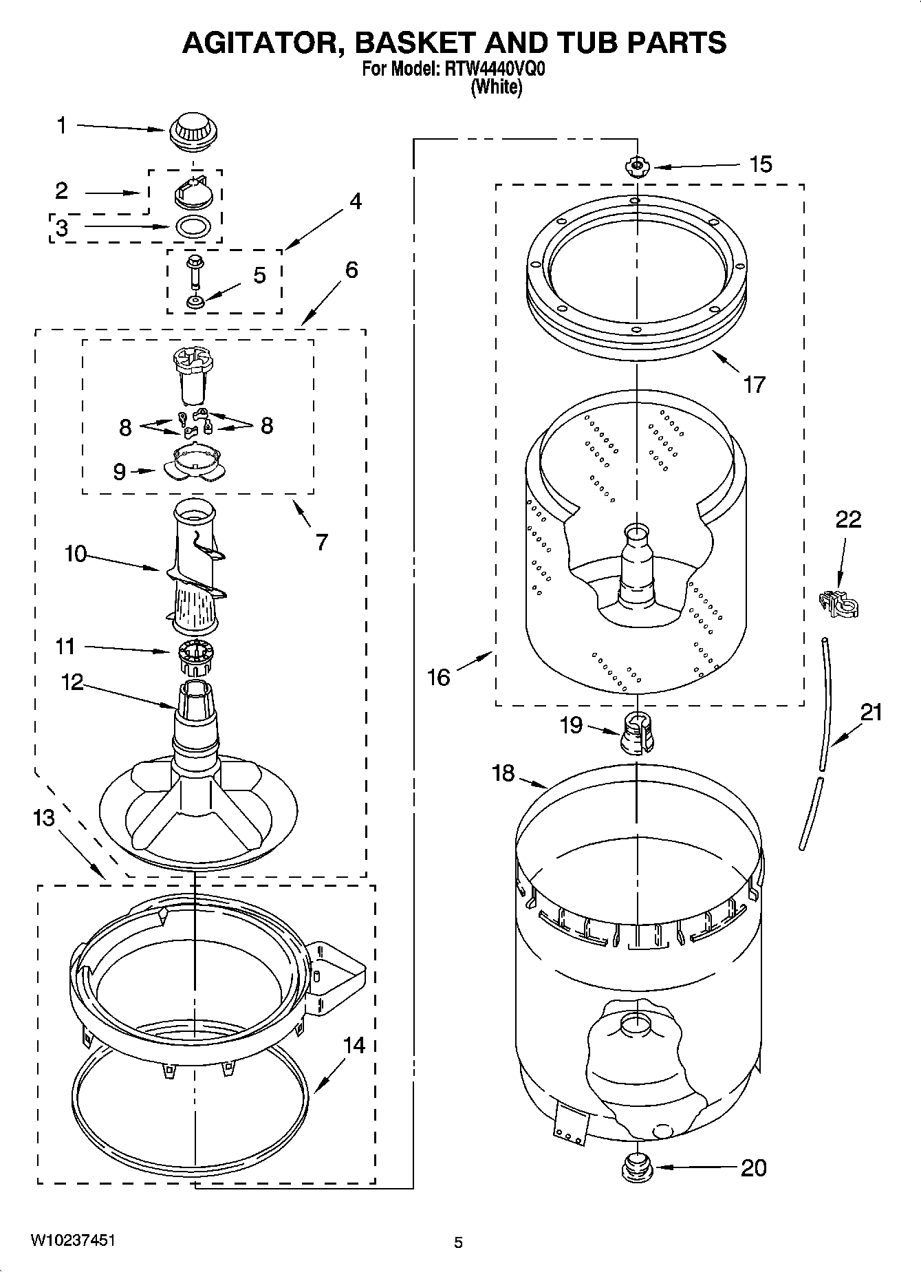 03 - AGITATOR, BASKET AND TUB PARTS