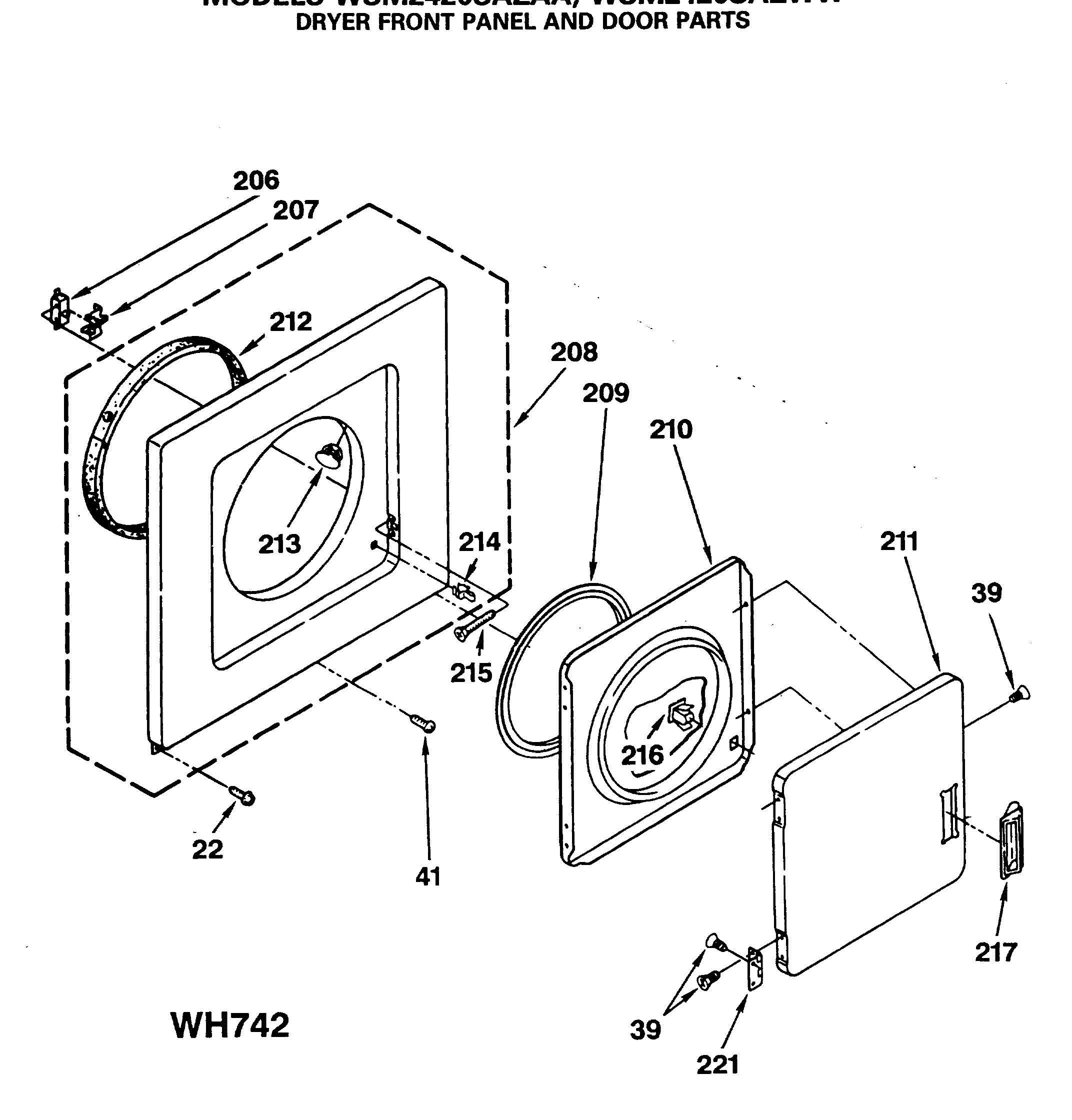 DRYER FRONT PANEL AND DOOR PARTS