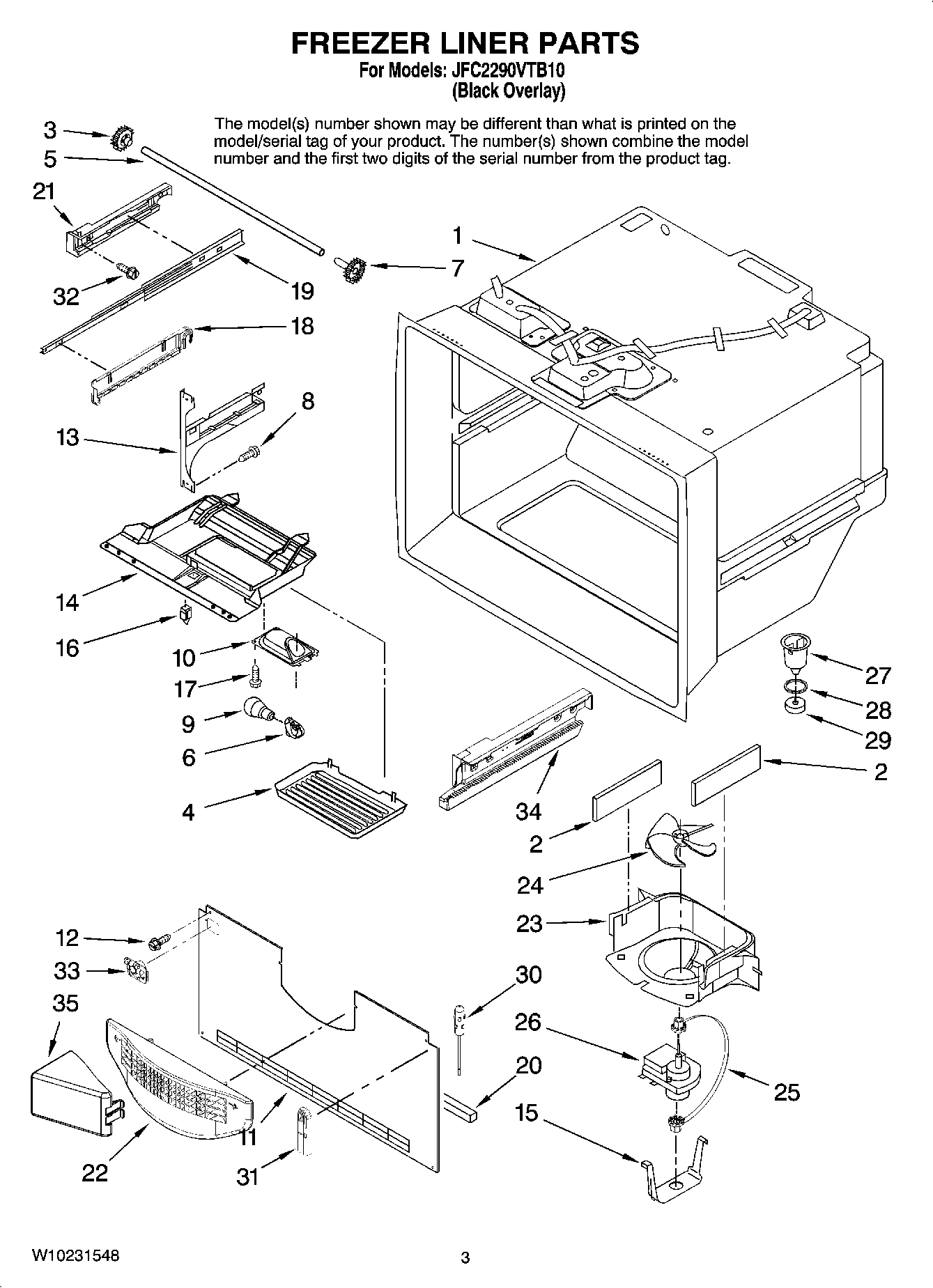02 - FREEZER LINER PARTS