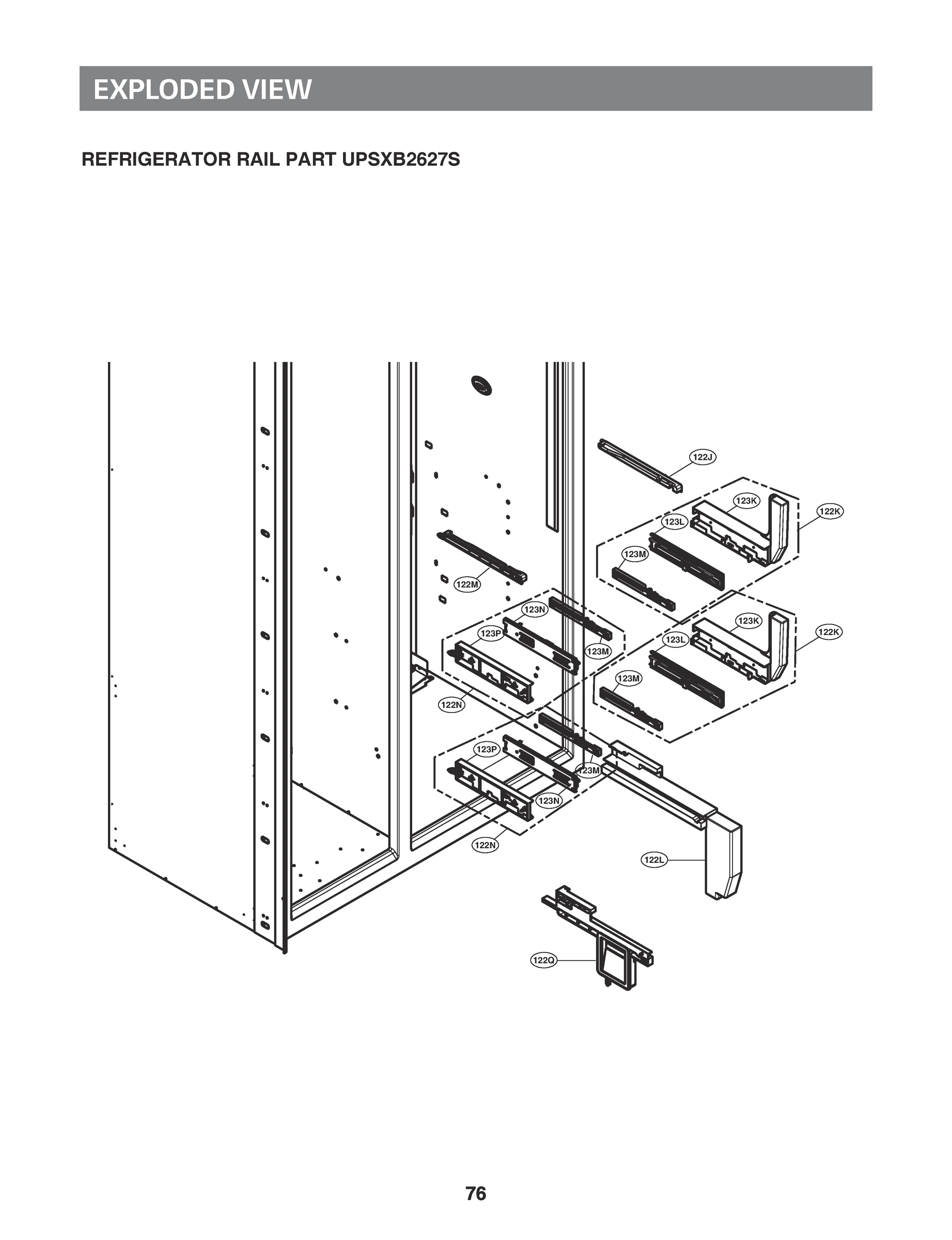 REFRIGERATOR RAIL PART UPSXB2627S