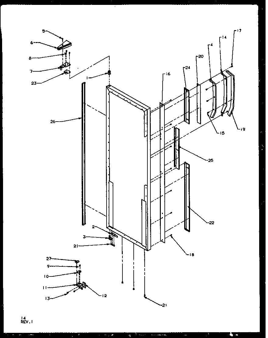 13 - REF DOOR HINGE AND TRIM PARTS