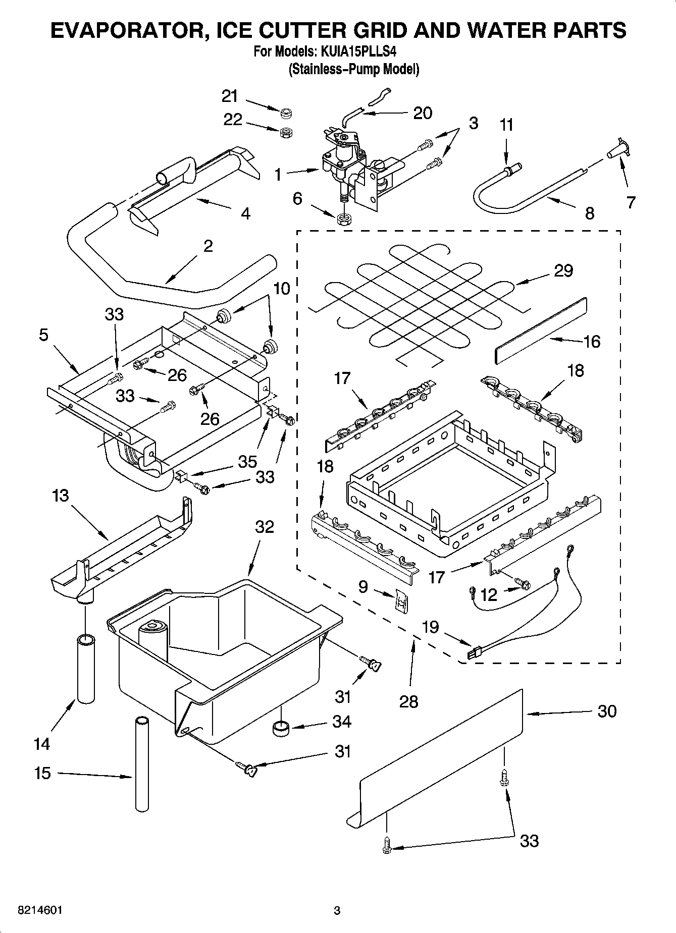 02 - EVAPORATOR, ICE CUTTER GRID AND WATER PARTS