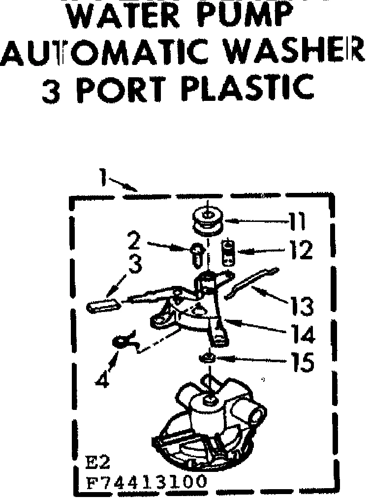 WATER PUMP AUTOMATIC WASHER 3 PORT PLASTIC