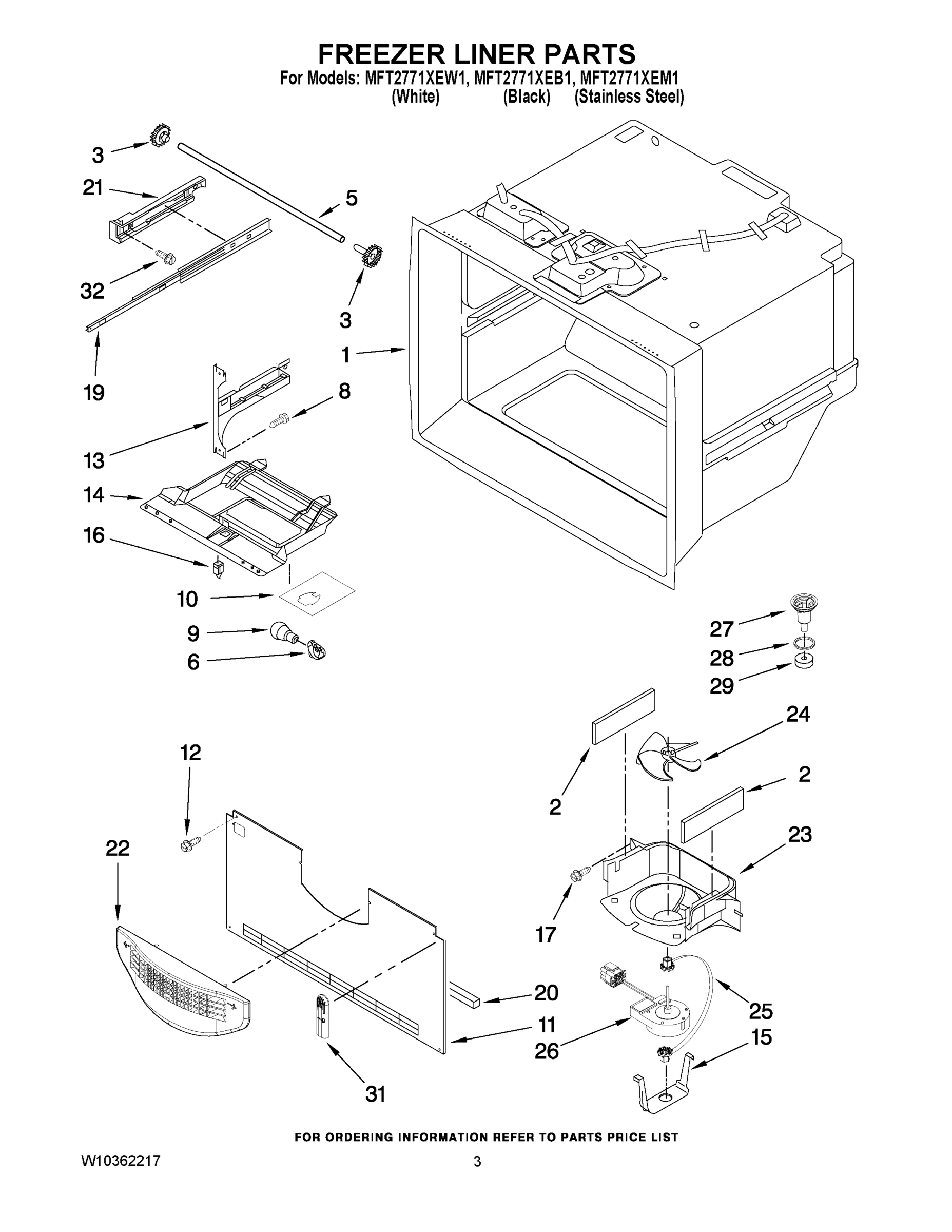 02 - FREEZER LINER PARTS