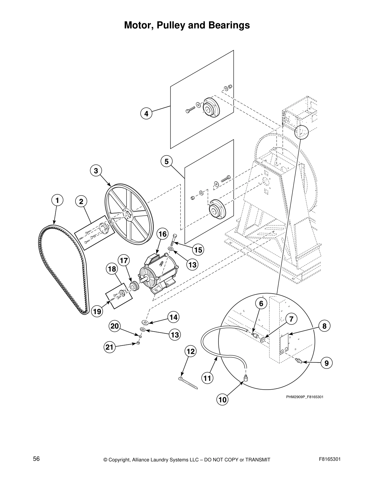 Motor, Pulley and Bearings