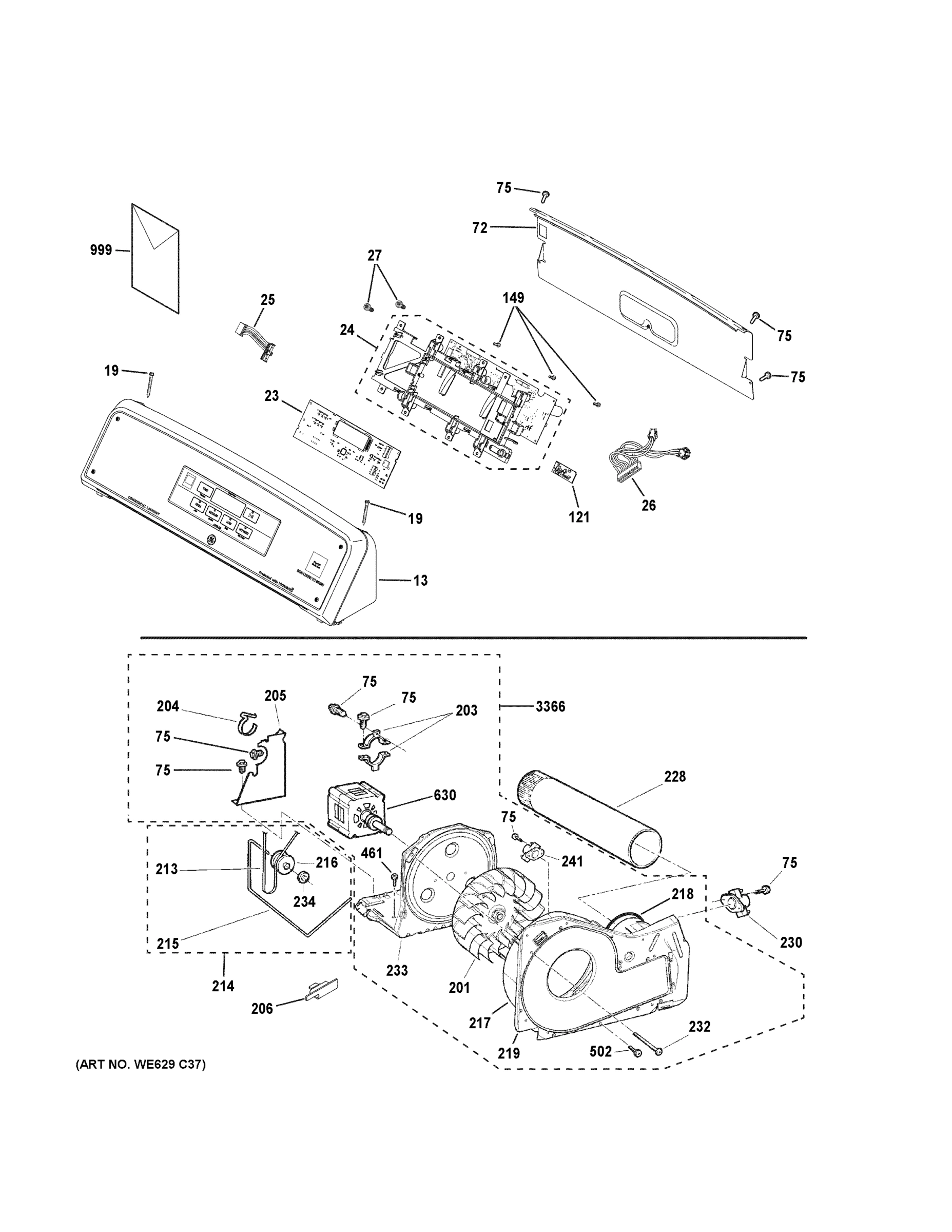 BACKSPLASH, BLOWER & MOTOR ASSEMBLY