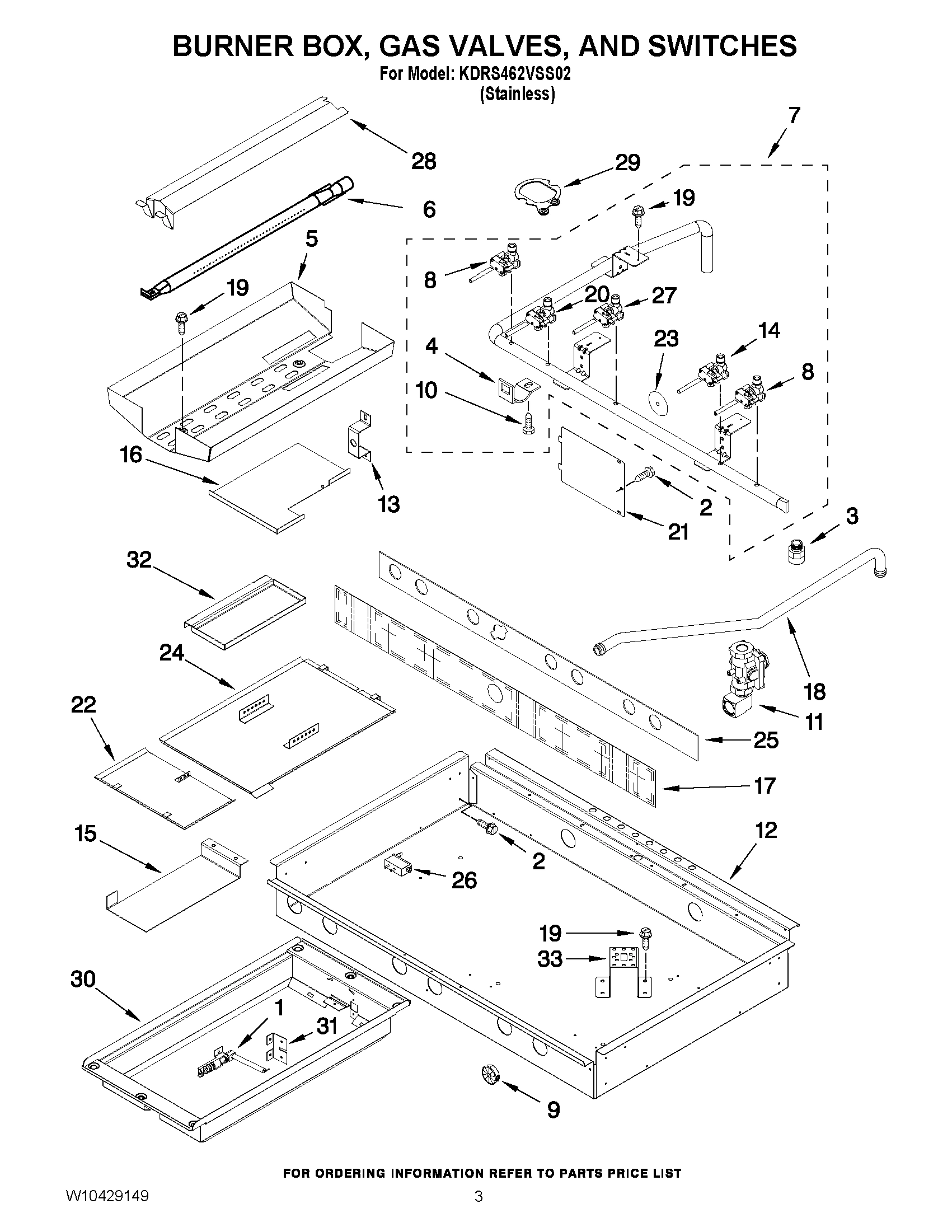 02 - BURNER BOX, GAS VALVES, AND SWITCHES