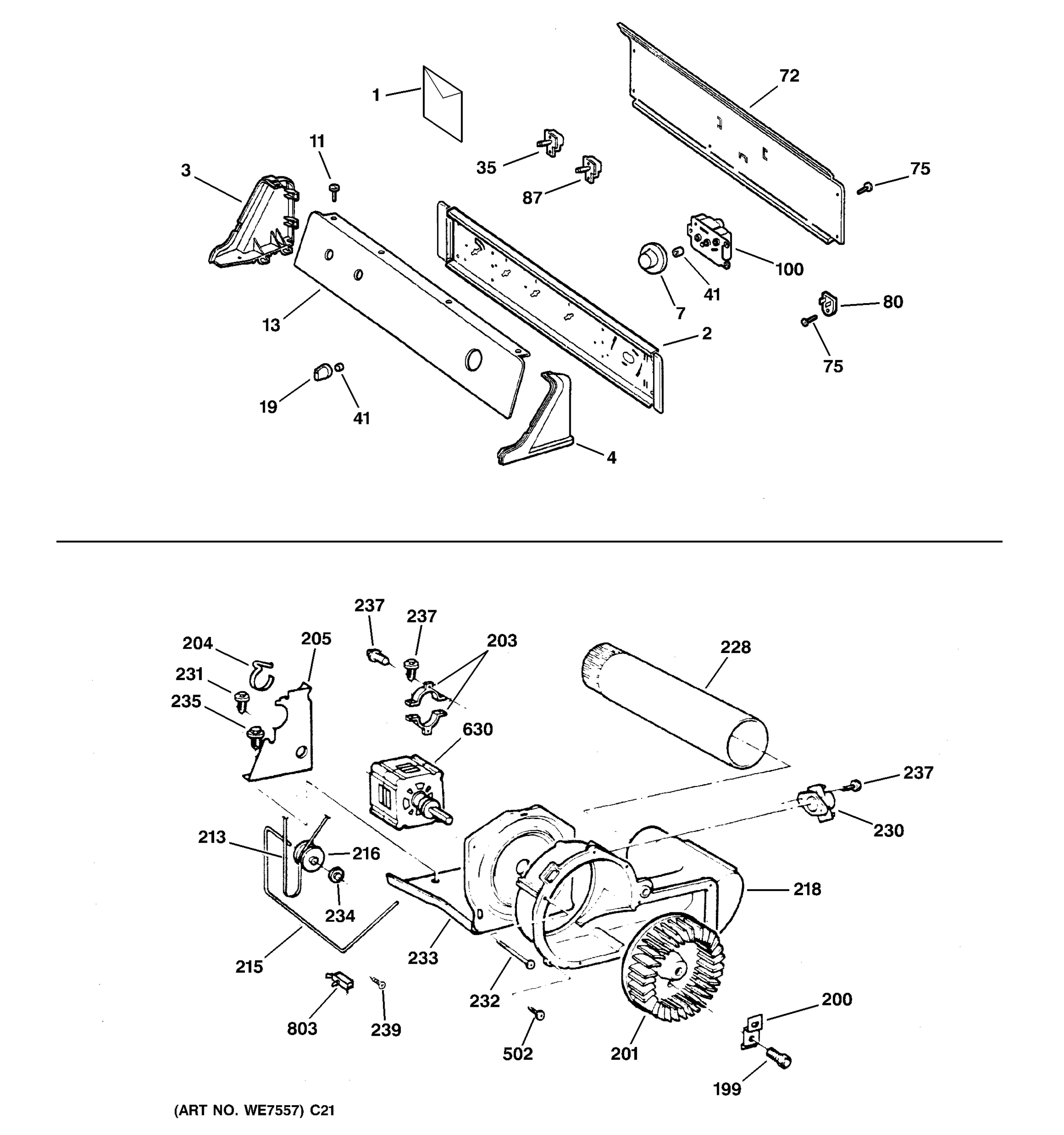 BACKSPLASH, BLOWER & MOTOR ASSEMBLY