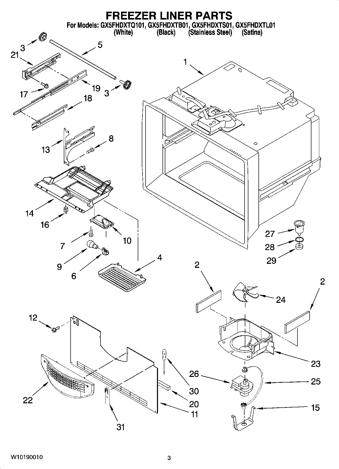 02 - FREEZER LINER PARTS