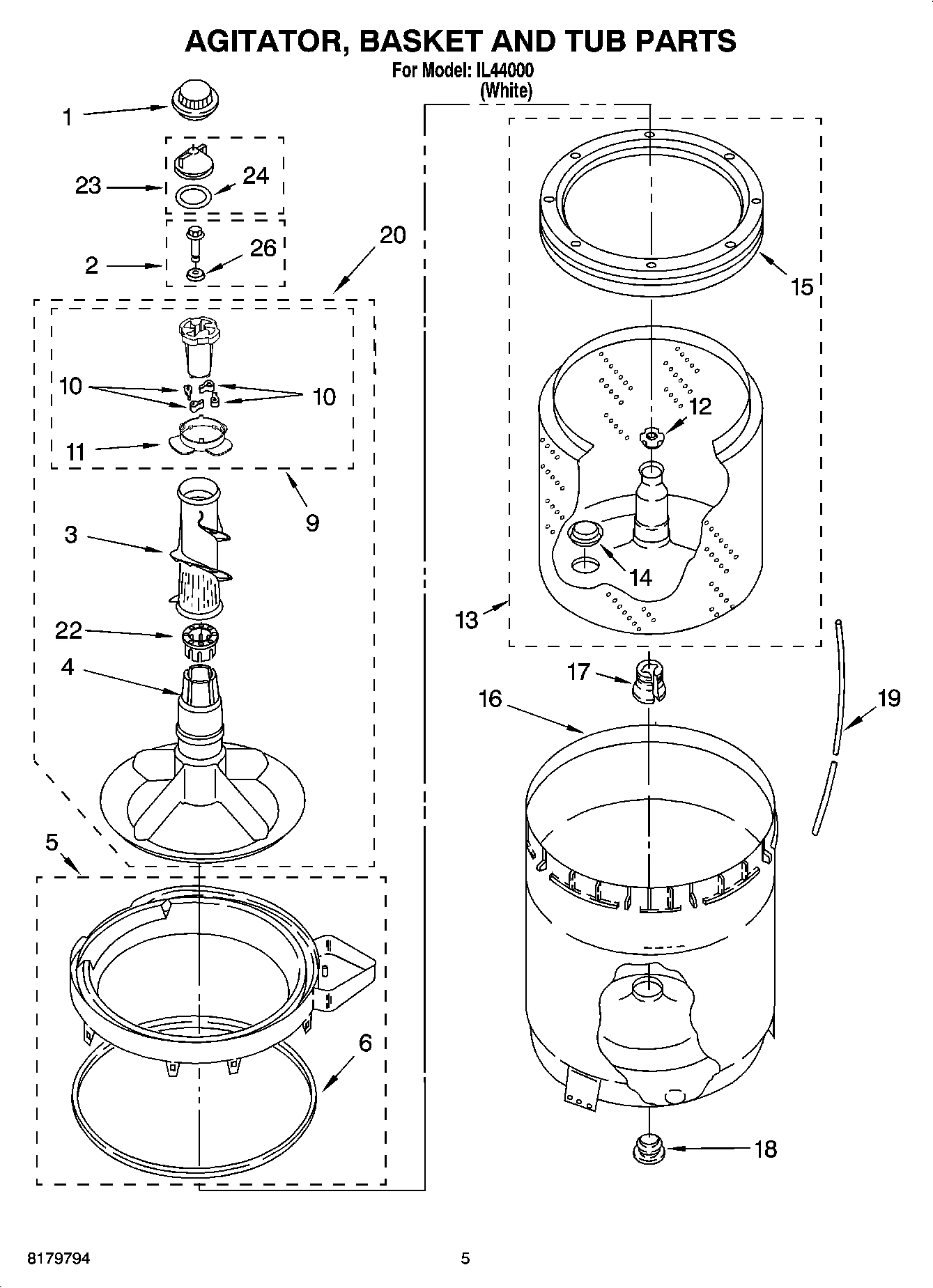 03 - AGITATOR, BASKET AND TUB PARTS