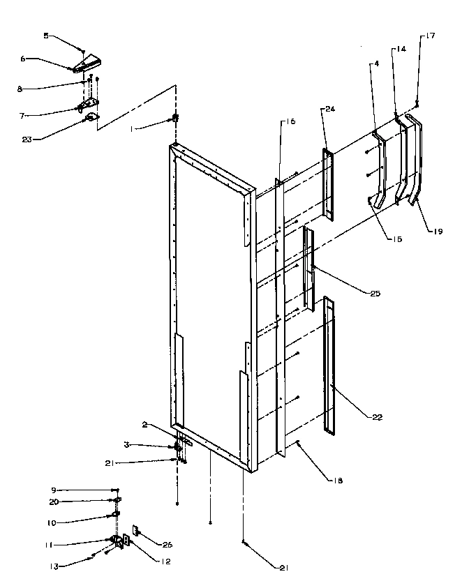 14 - REF DOOR HINGE AND TRIM PARTS