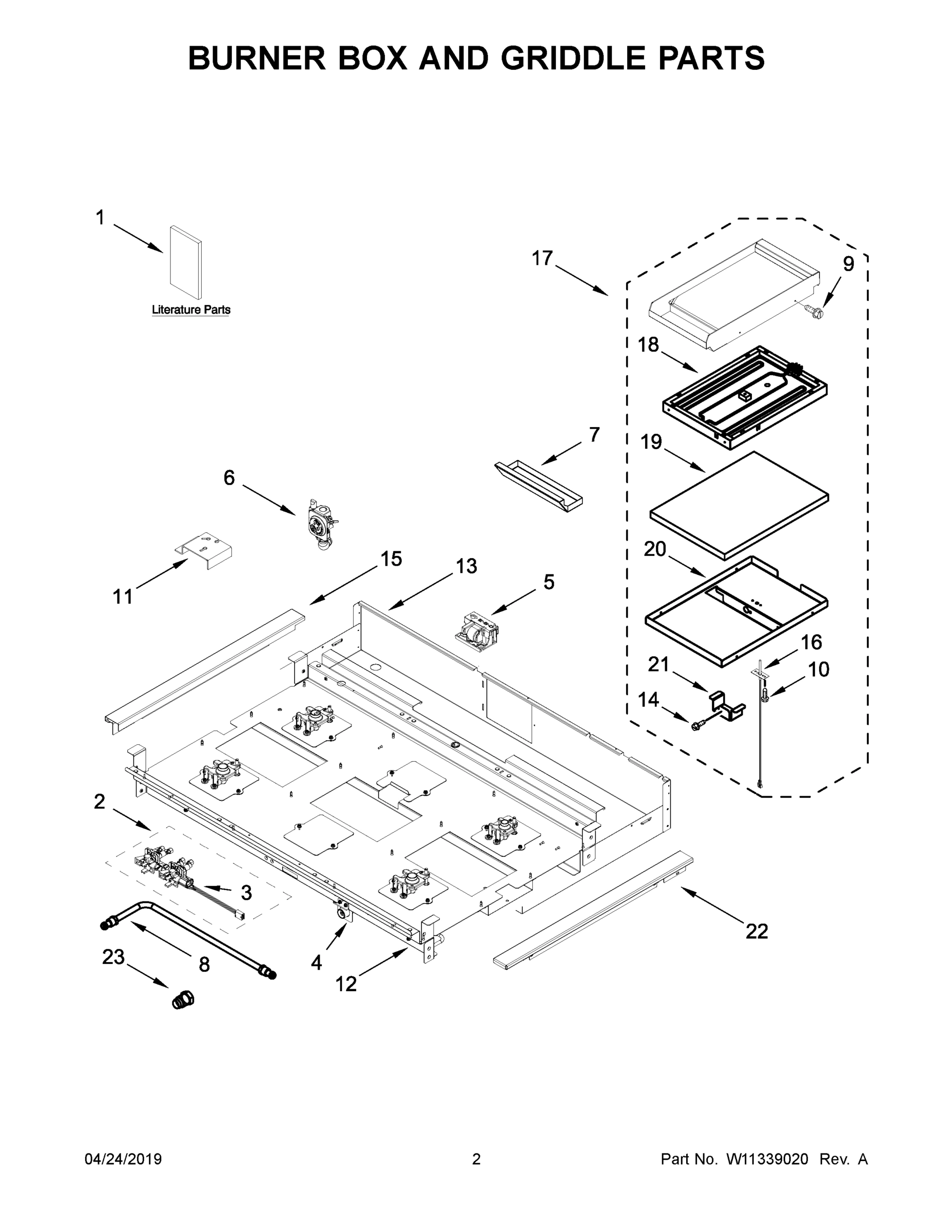 02 - BURNER BOX AND GRIDDLE PARTS