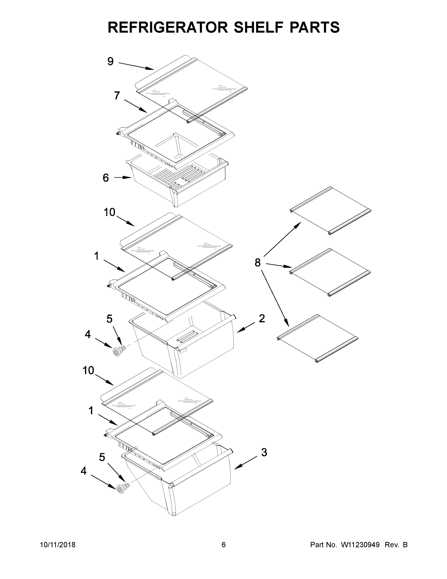 04 - REFRIGERATOR SHELF PARTS