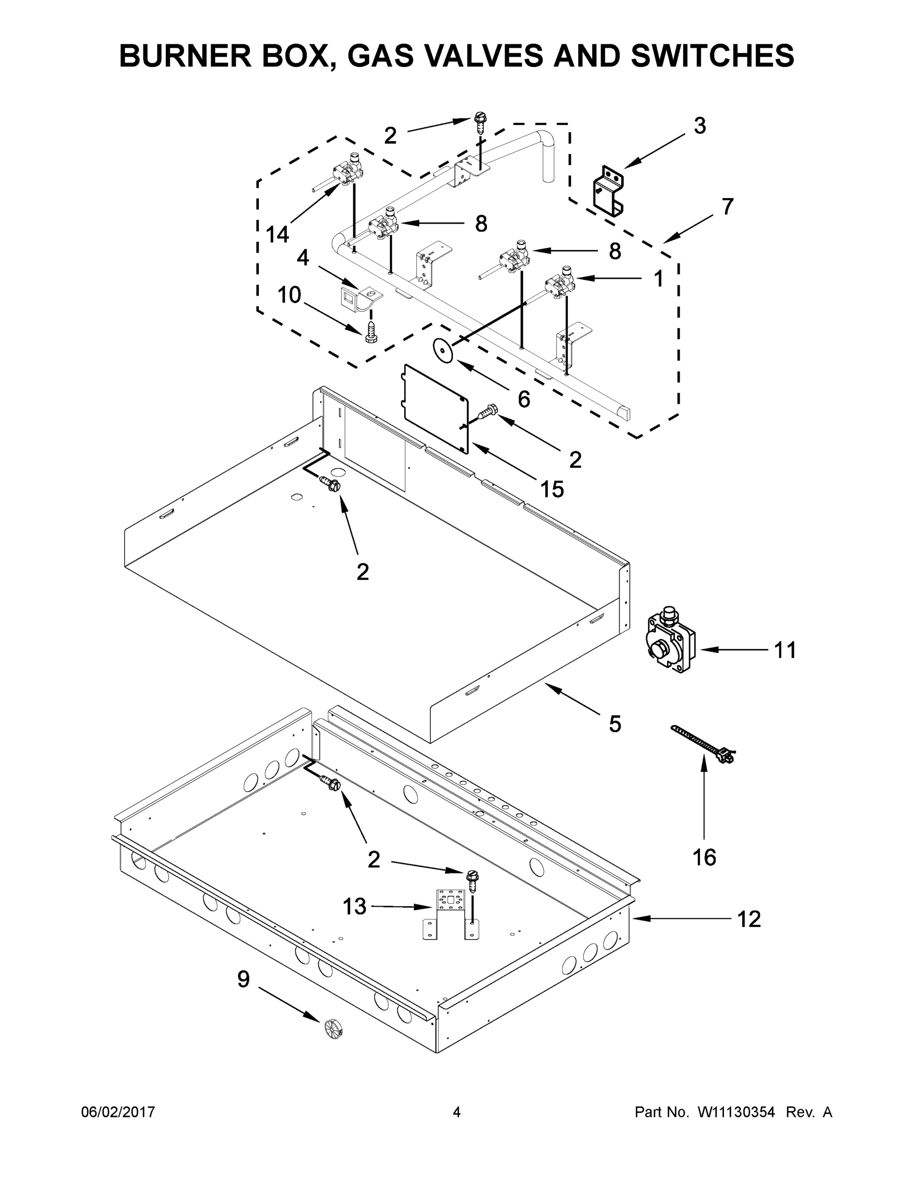 03 - BURNER BOX, GAS VALVES AND SWITCHES
