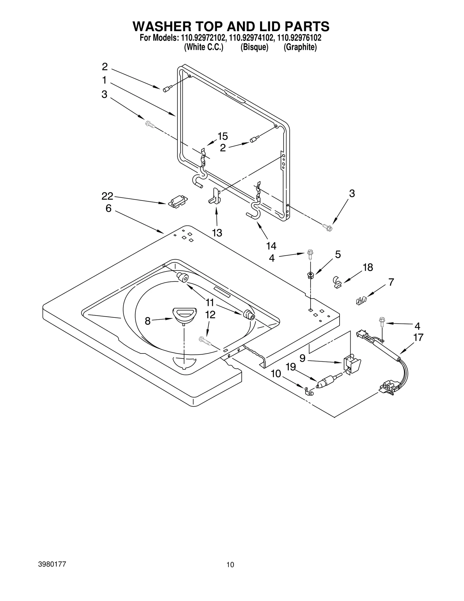 WASHER TOP AND LID PARTS
