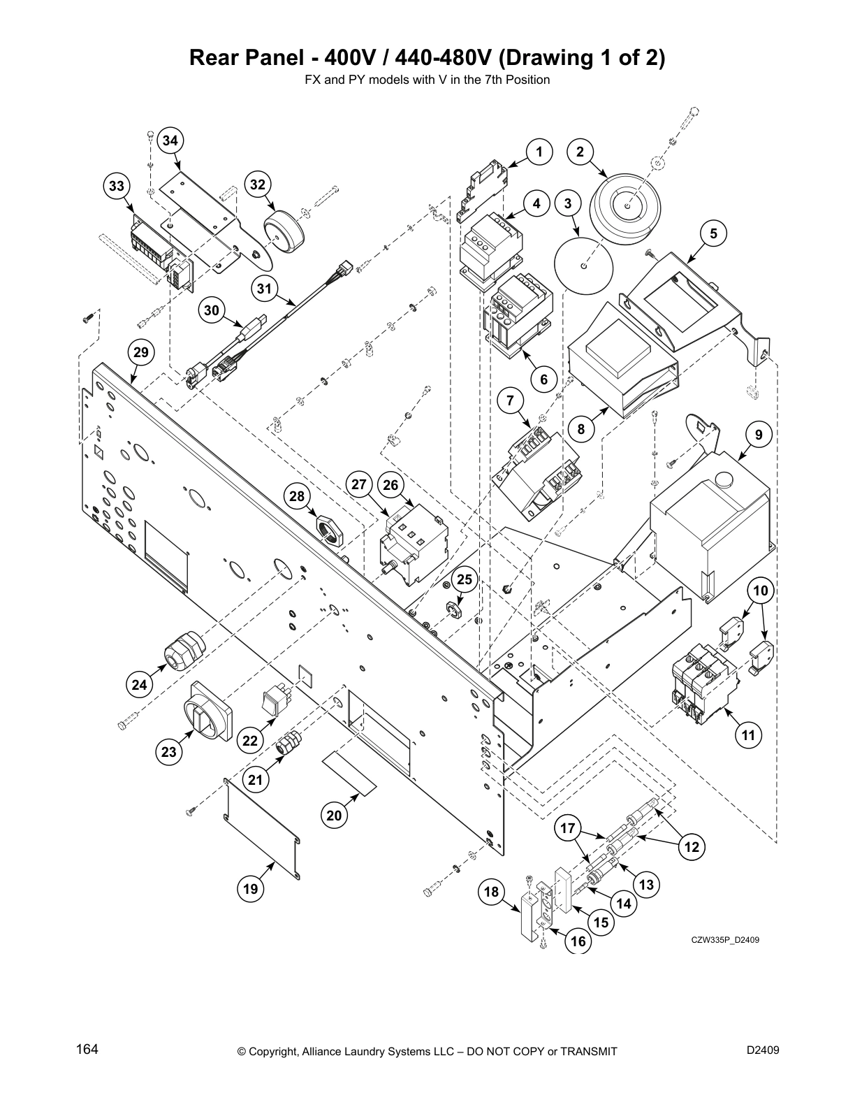 Rear Panel - 400V / 440-480V (Drawing 1 of 2)