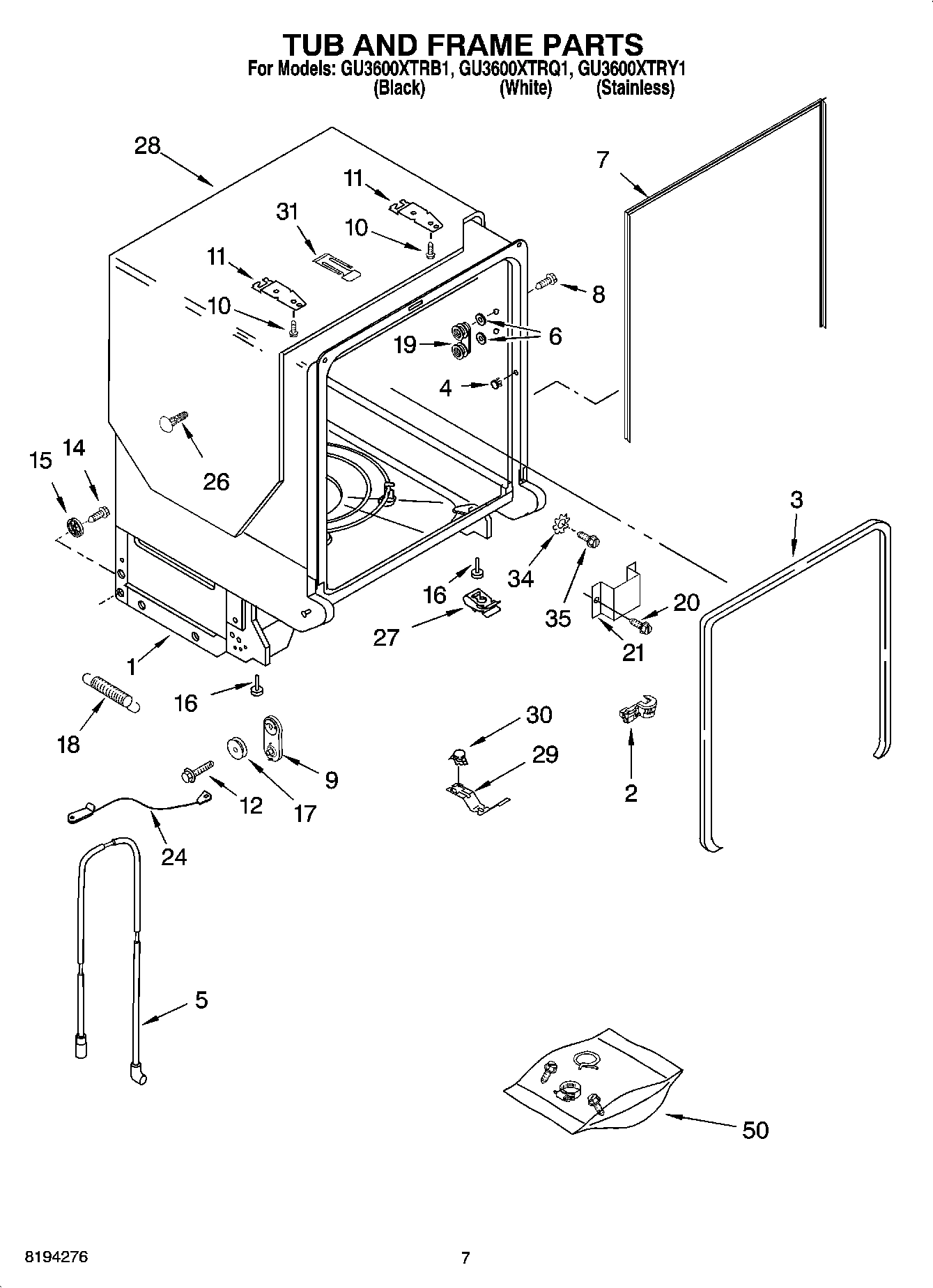 07 - TUB AND FRAME PARTS