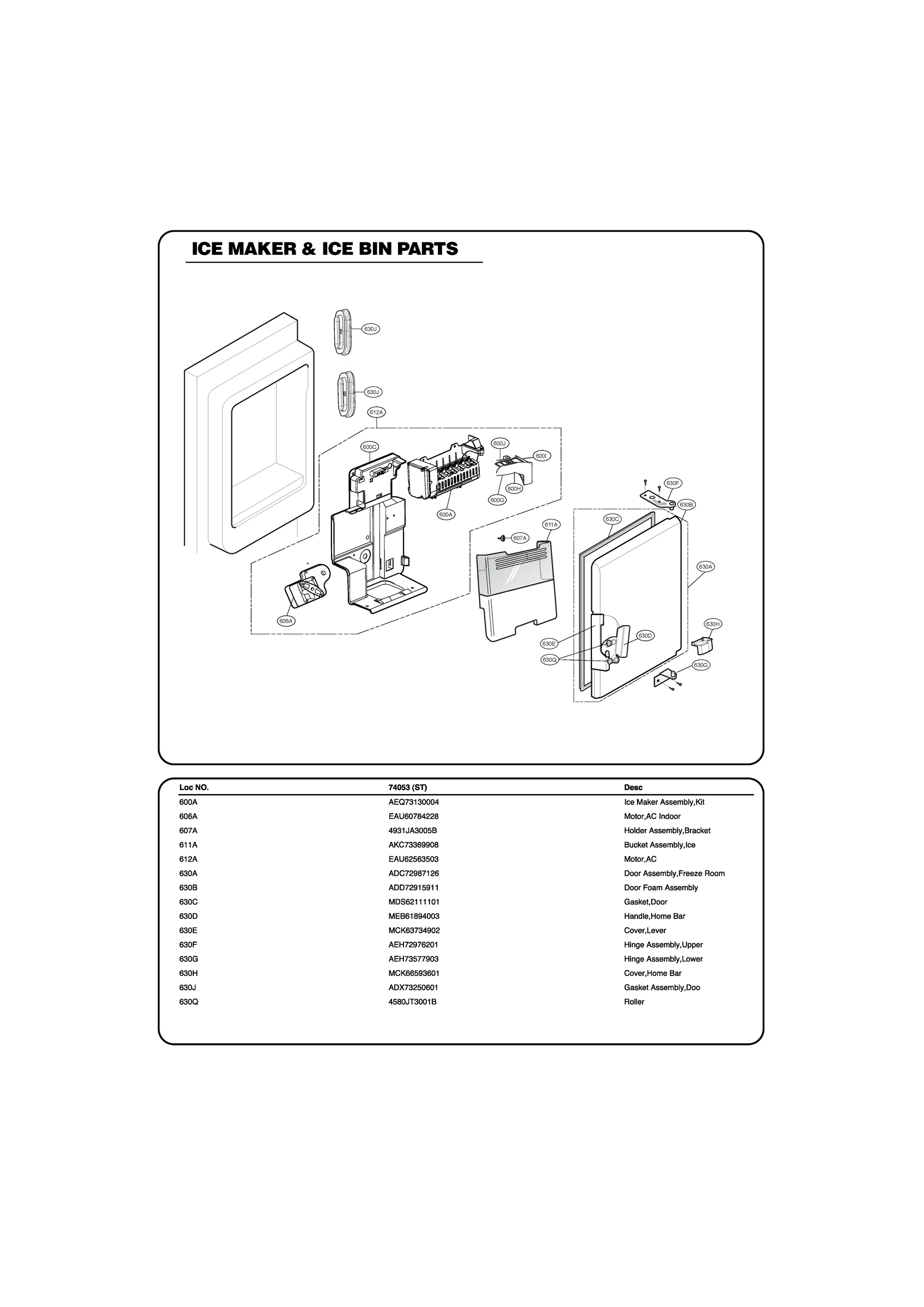 ICE MAKER & ICE BIN PARTS