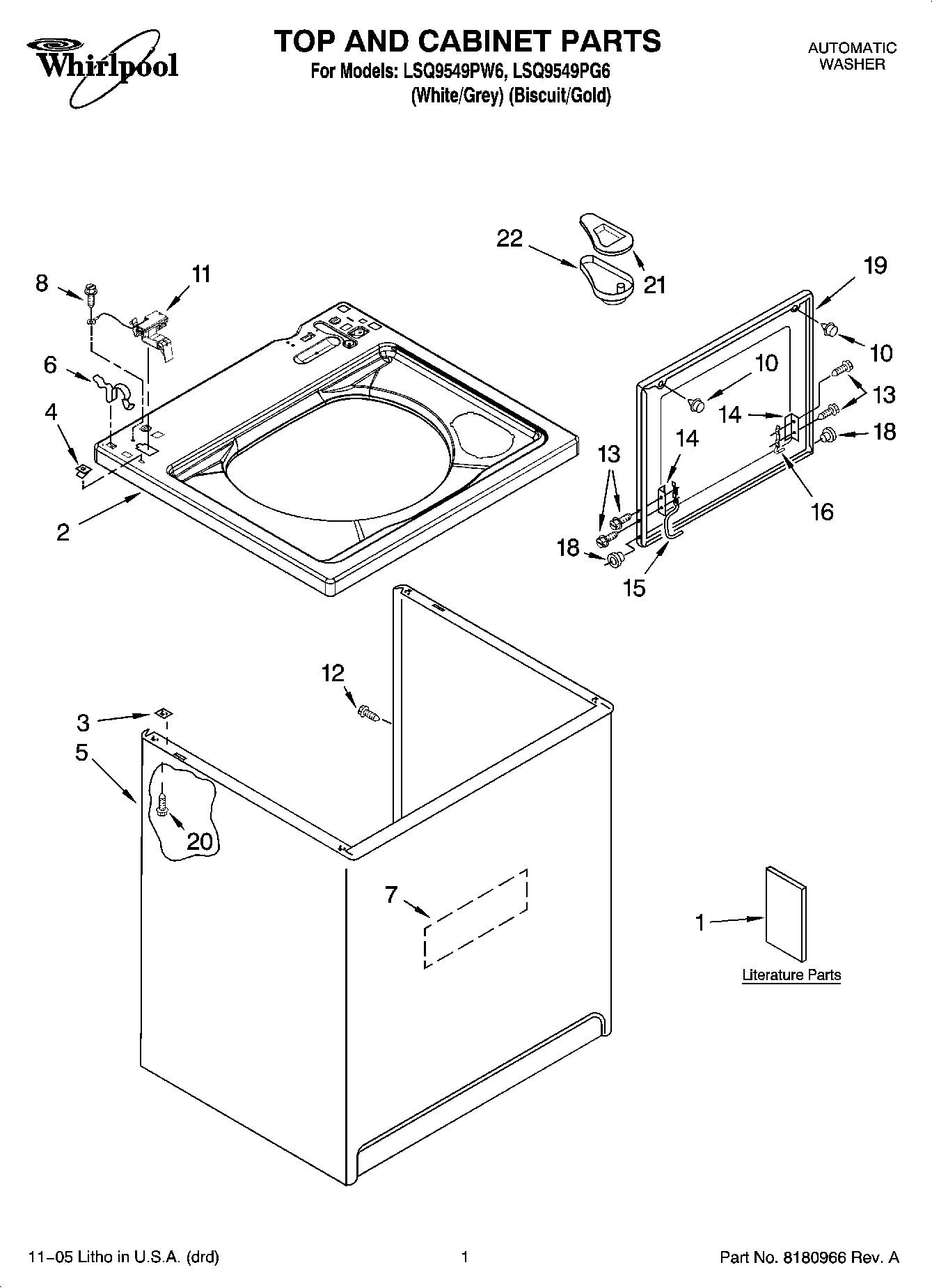 01 - TOP AND CABINET PARTS