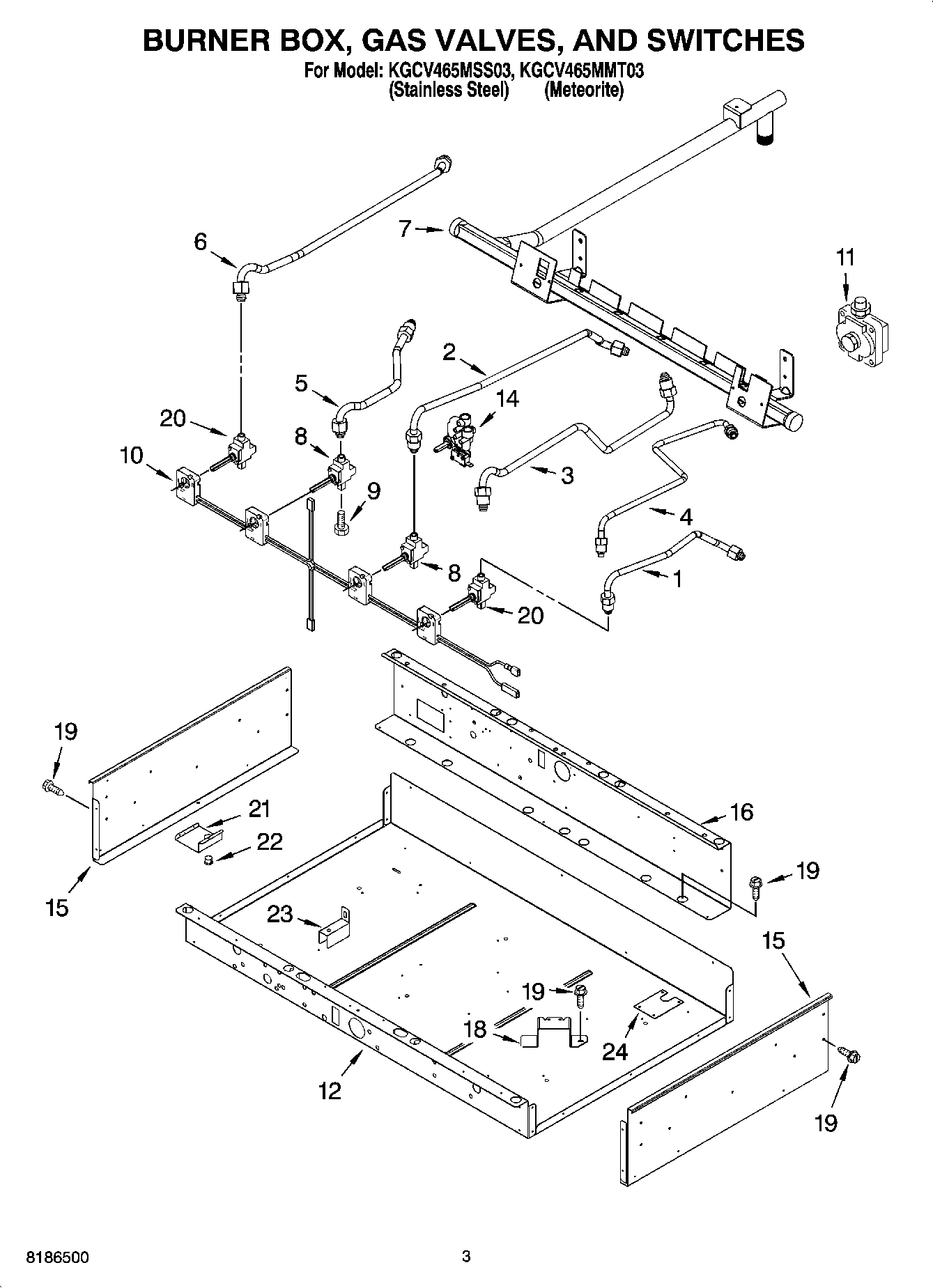 02 - BURNER BOX, GAS VALVES, AND SWITCHES