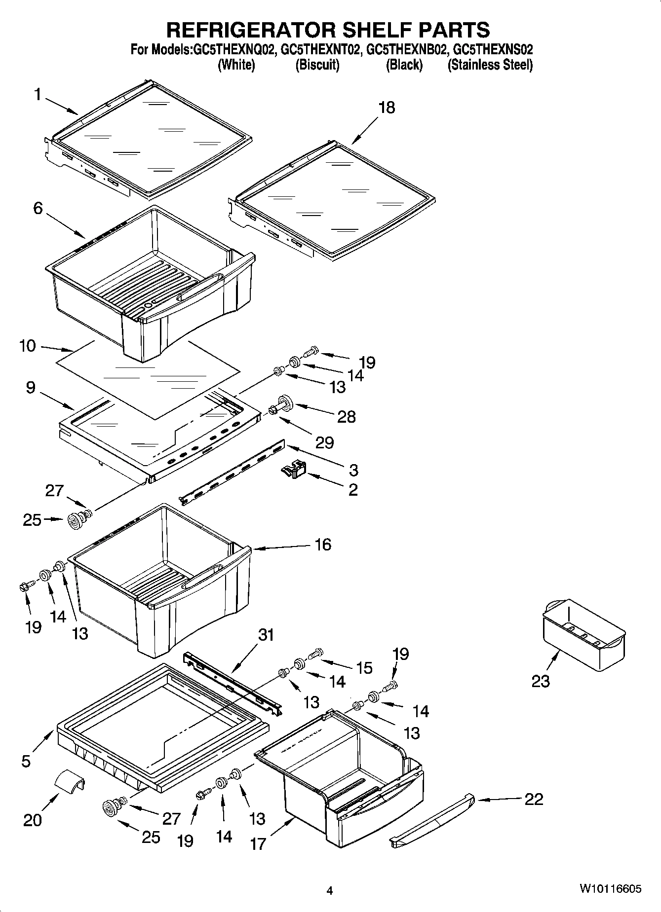 03 - REFRIGERATOR SHELF PARTS