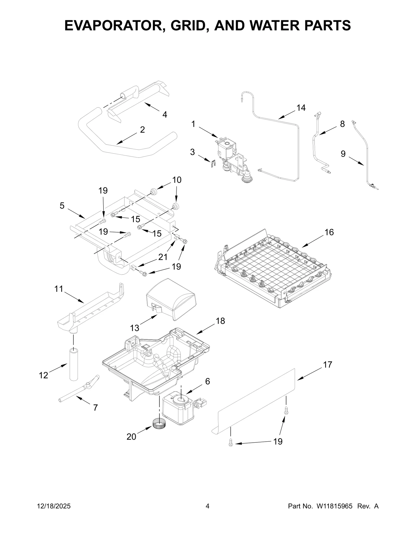 EVAPORATOR, GRID, AND WATER PARTS